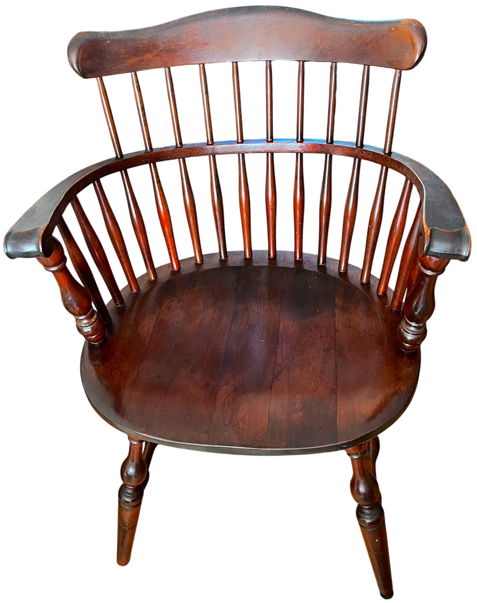 Set of 6 Vintage Bent Brothers Solid Maple Sack-Back Windsor Captain's Dining Chairs, Circa 1940s - 3