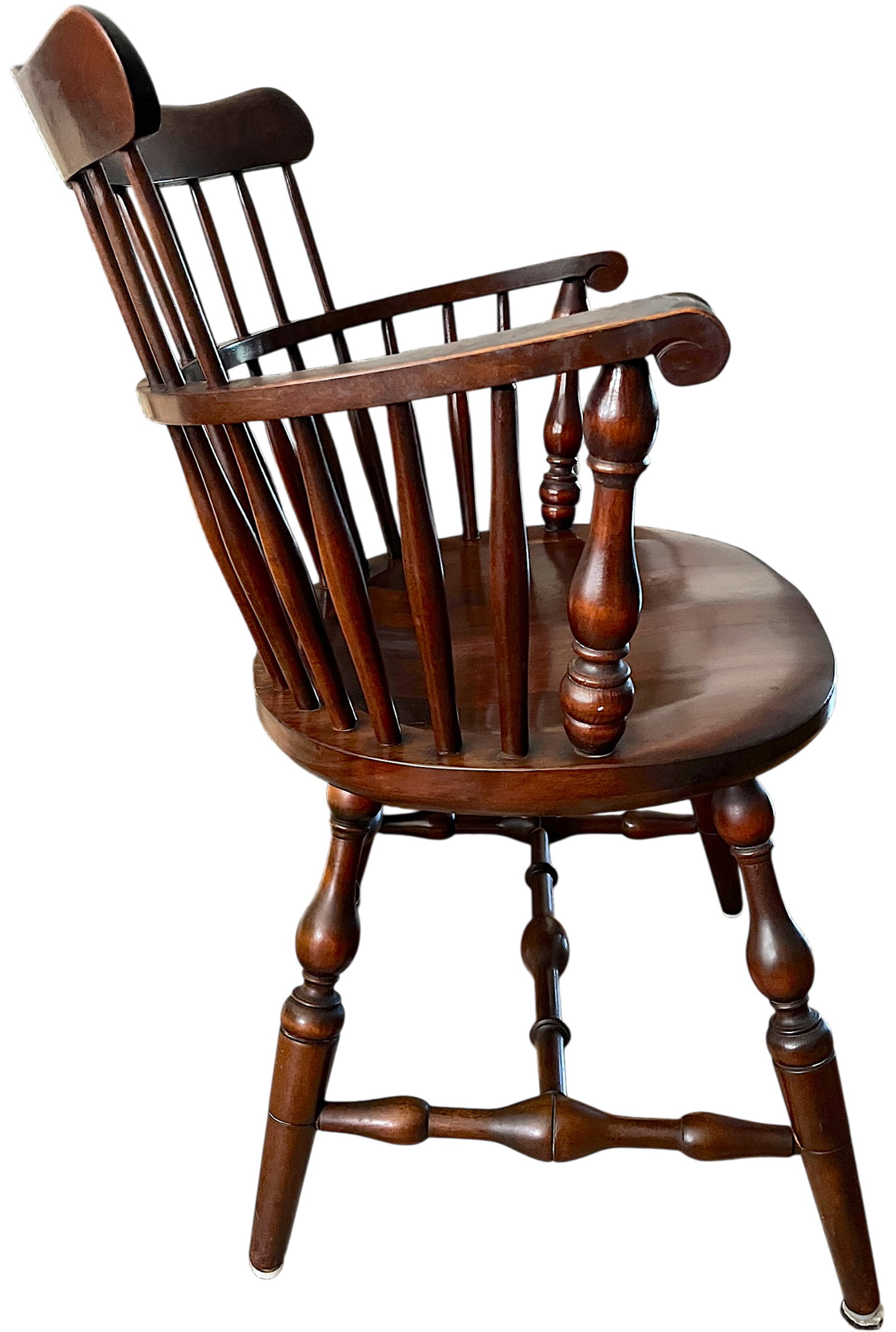 Set of 6 Vintage Bent Brothers Solid Maple Sack-Back Windsor Captain's Dining Chairs, Circa 1940s - 5