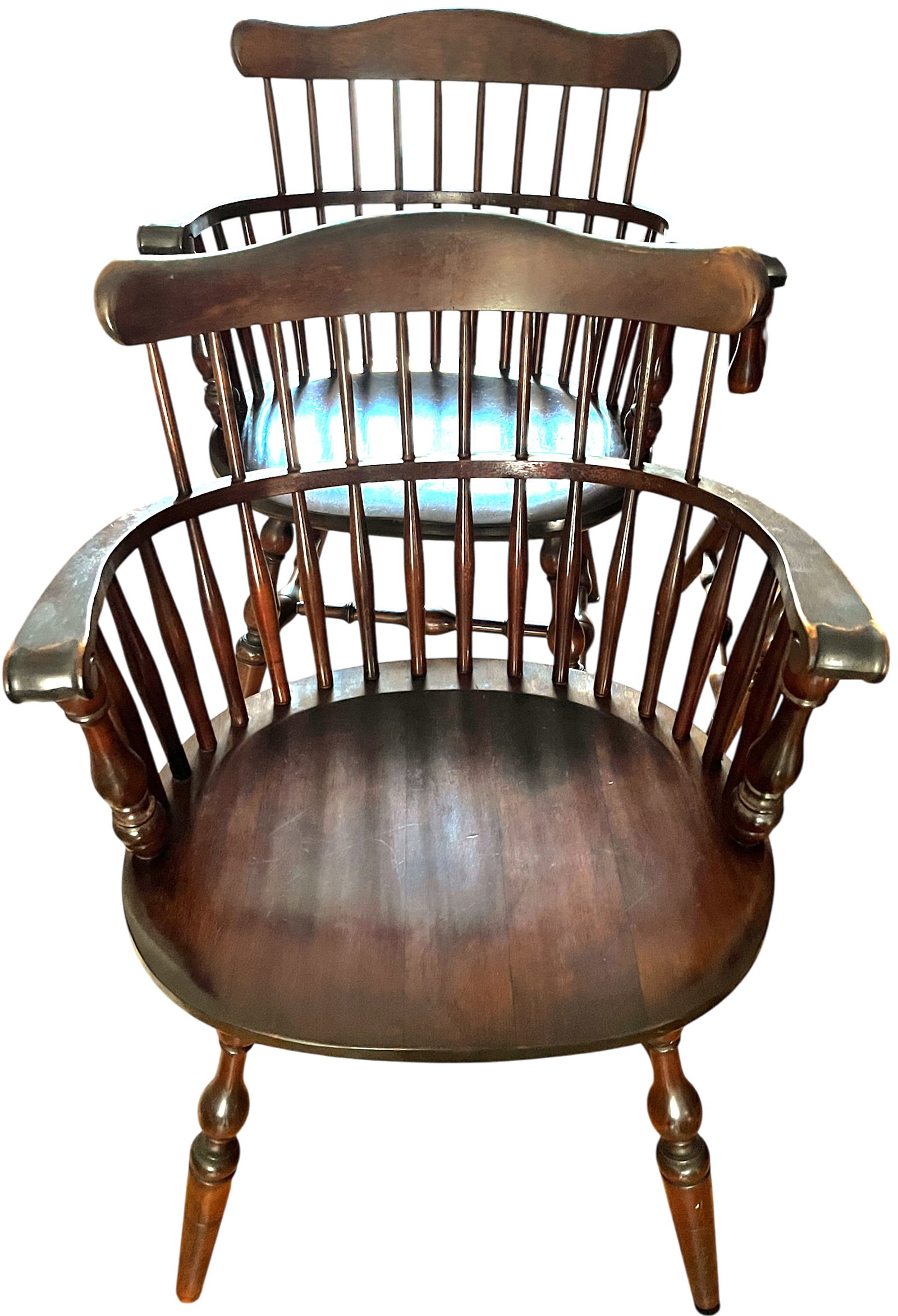 Set of 6 Vintage Bent Brothers Solid Maple Sack-Back Windsor Captain's Dining Chairs, Circa 1940s - 7