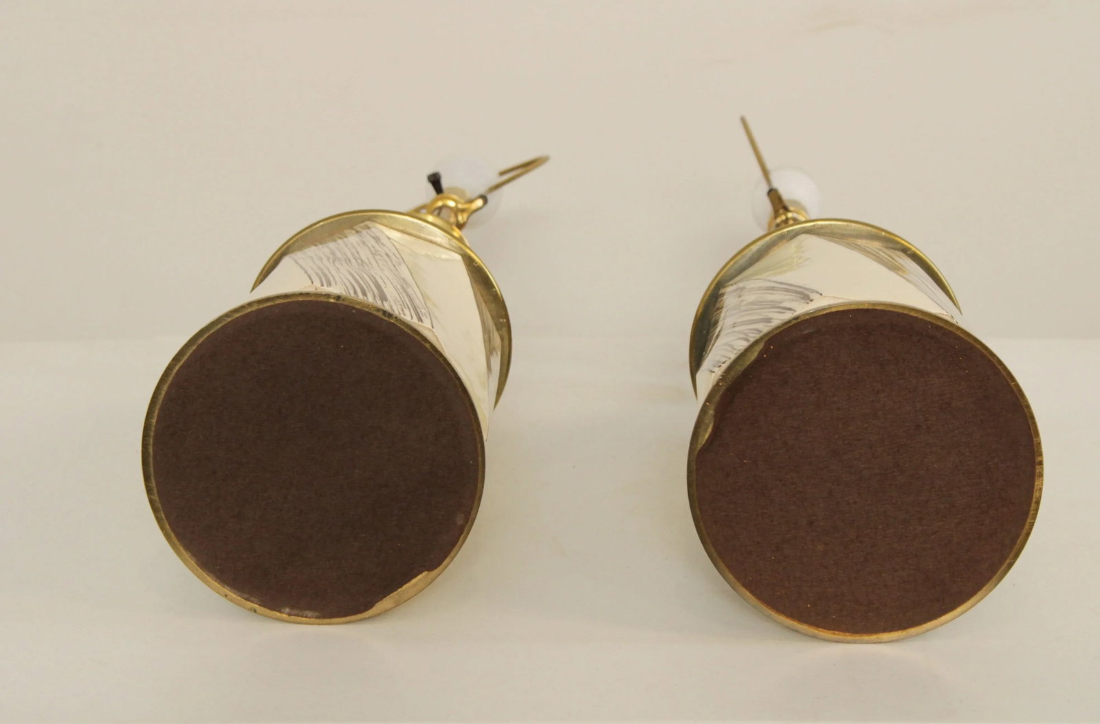 Mid Century Modern Stiffel Tommi Parzinger Style Brass & Pottery Lamps - A Pair - 11