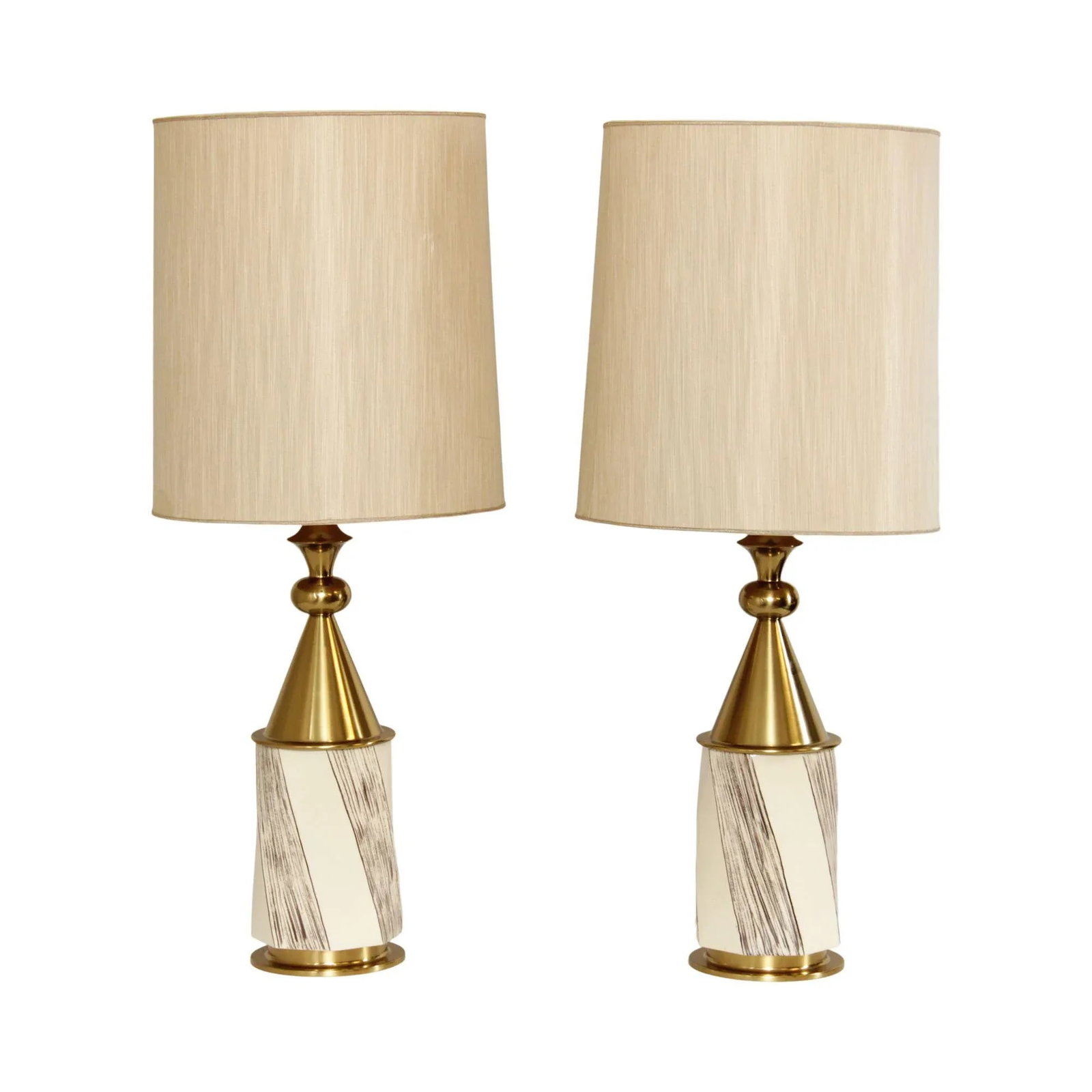 Mid Century Modern Stiffel Tommi Parzinger Style Brass & Pottery Lamps - A Pair - 13