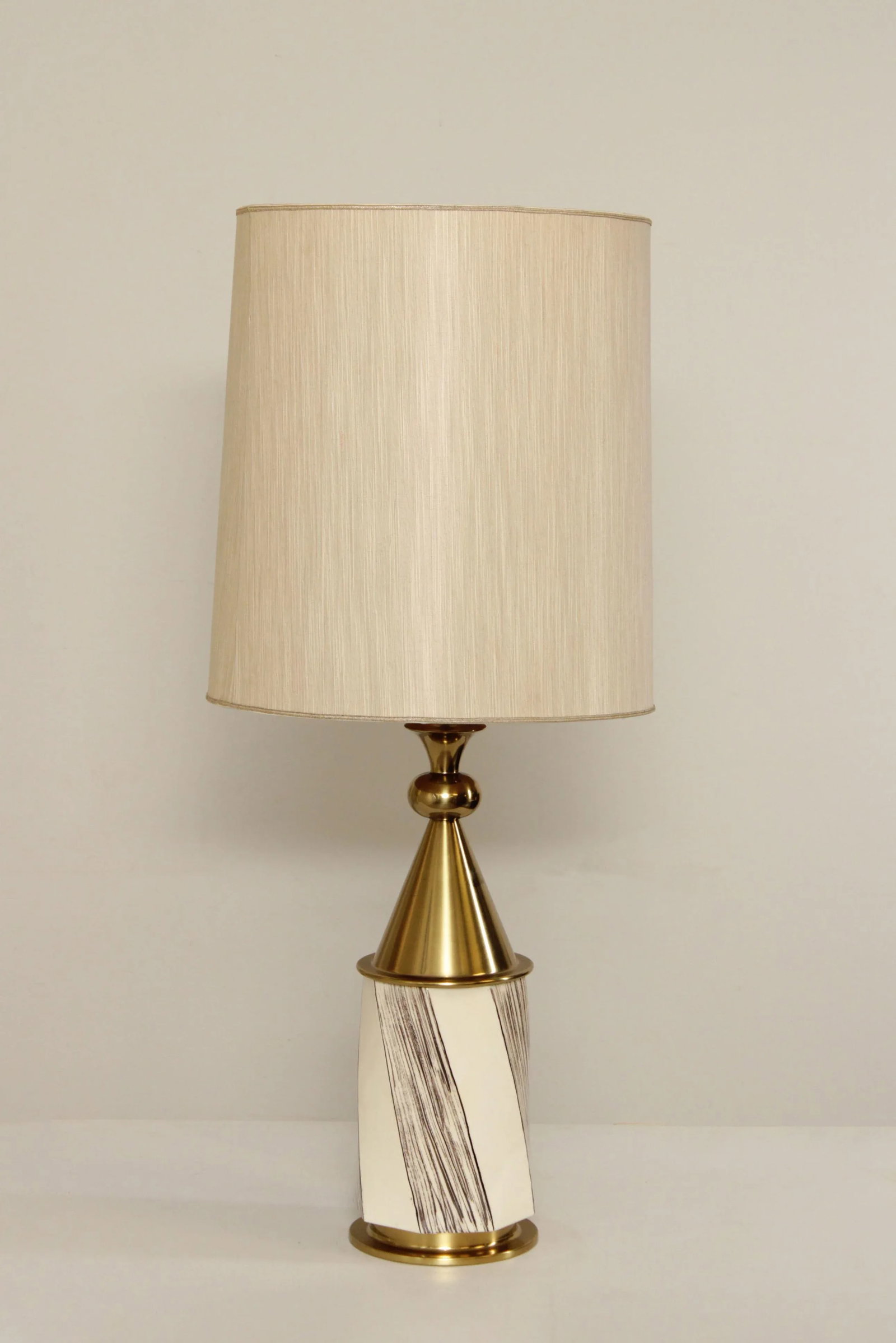 Mid Century Modern Stiffel Tommi Parzinger Style Brass & Pottery Lamps - A Pair - 3