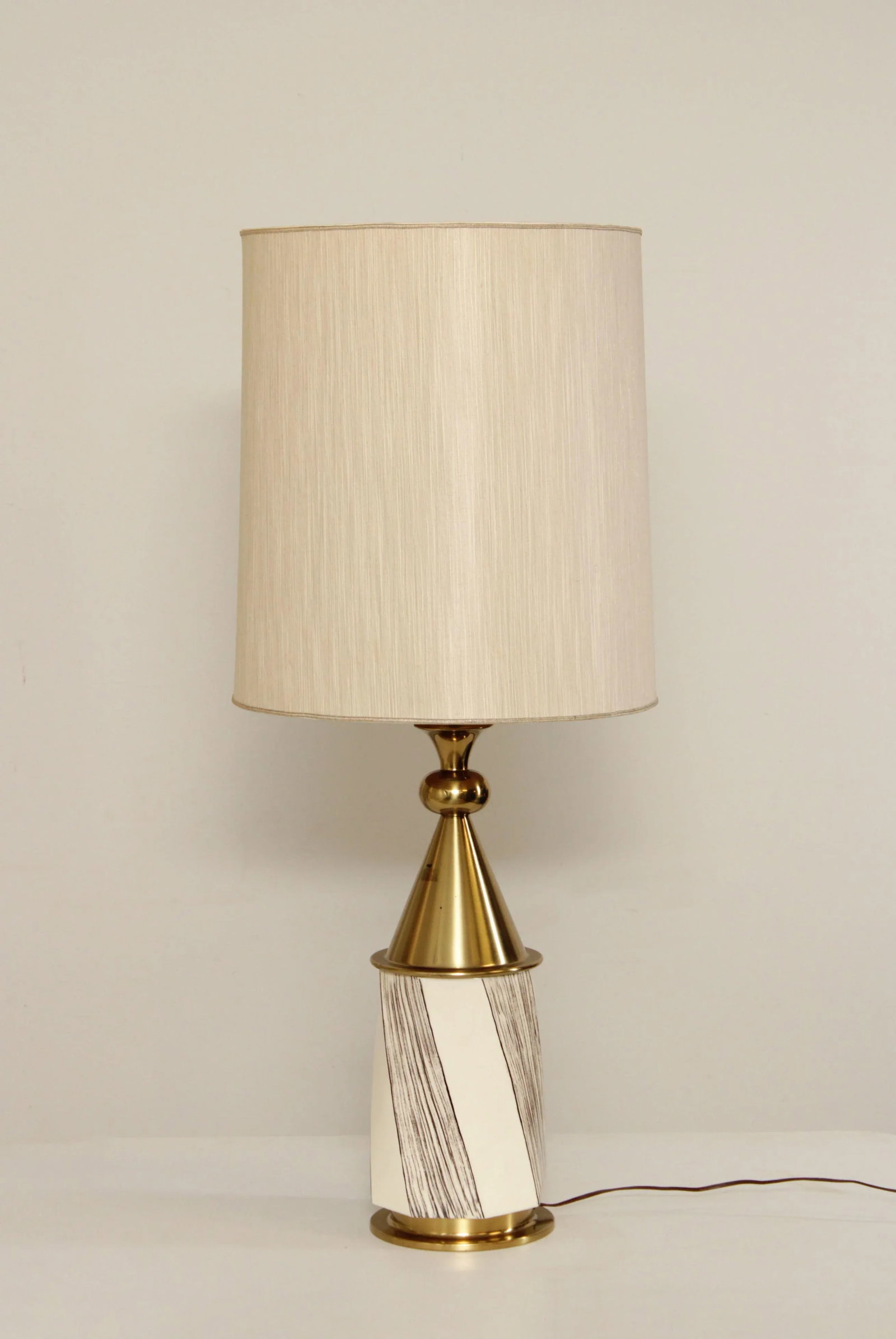 Mid Century Modern Stiffel Tommi Parzinger Style Brass & Pottery Lamps - A Pair - 4