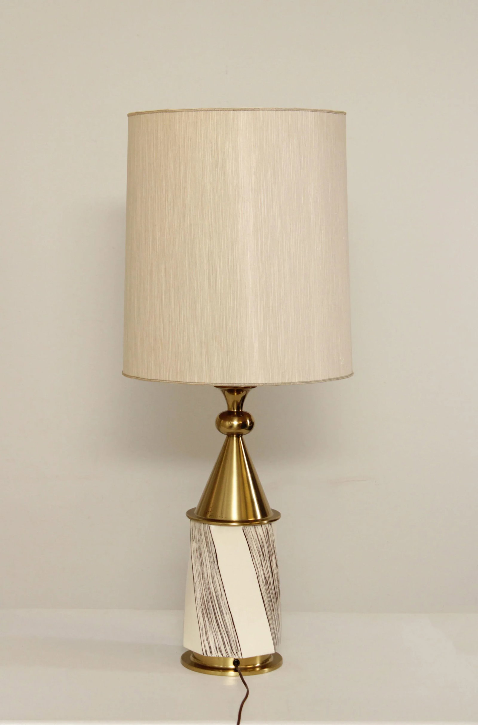 Mid Century Modern Stiffel Tommi Parzinger Style Brass & Pottery Lamps - A Pair - 5