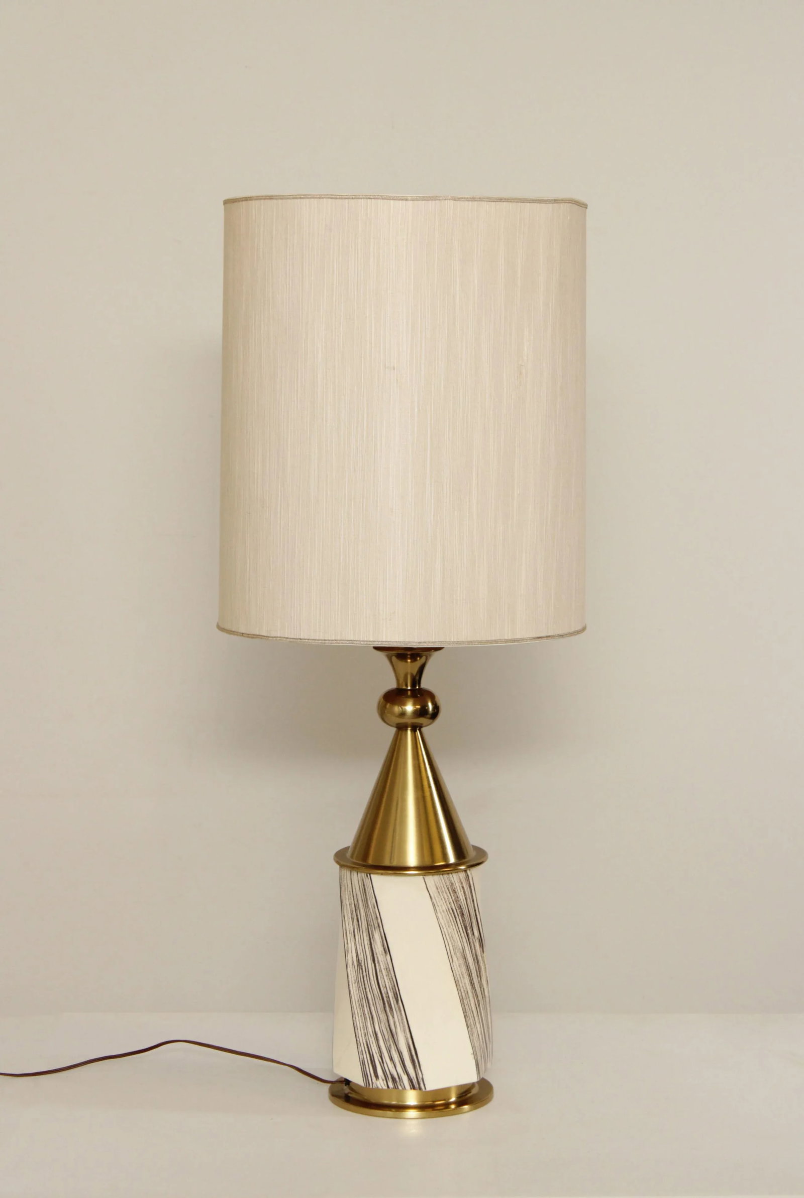 Mid Century Modern Stiffel Tommi Parzinger Style Brass & Pottery Lamps - A Pair - 6