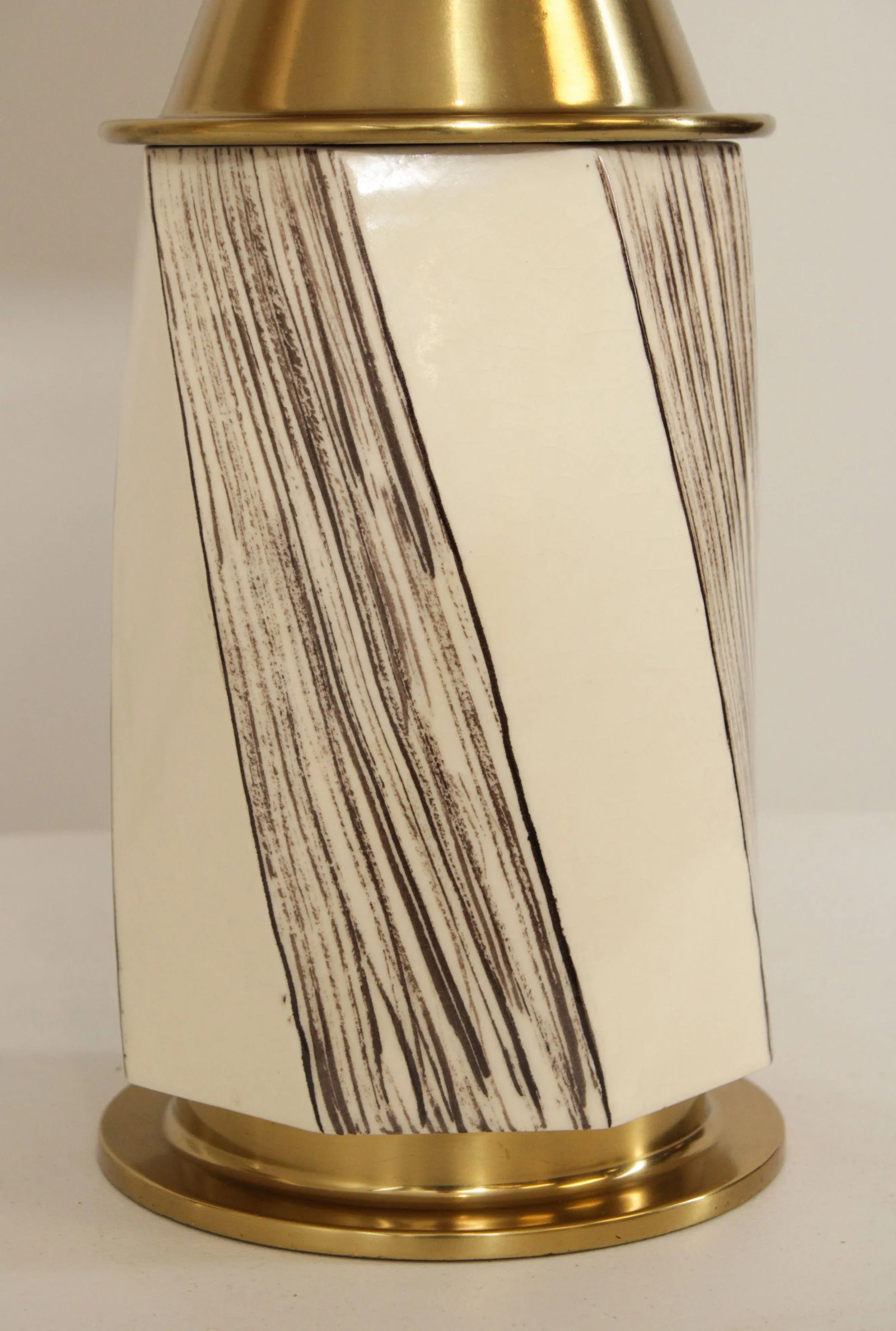 Mid Century Modern Stiffel Tommi Parzinger Style Brass & Pottery Lamps - A Pair - 9