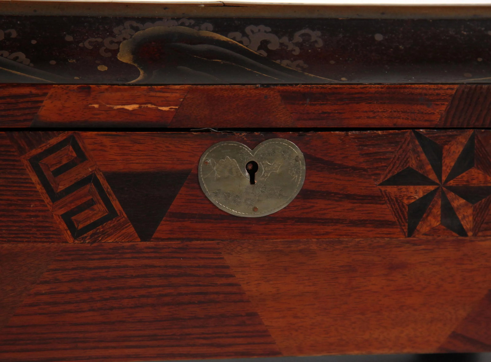 Antique Late 19th Century Japanese Marquetry & Lacquer Jewelry Box - 4