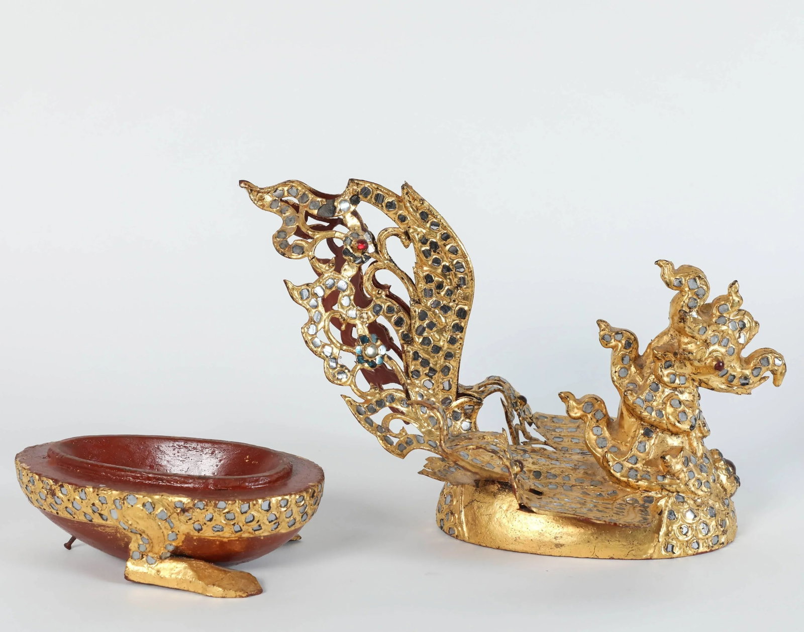 Hintha Burmese Bird-Shaped Betel Gold Lacquered Box - Set of 3 - 4