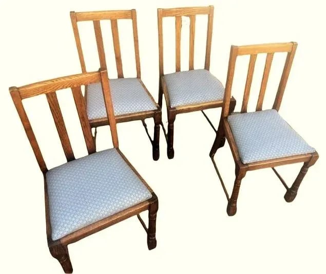 Scottish Arts & Crafts Quarter Sawn Oak Dining Chairs by F. H. Marshall - Set of 4 - Early 20th Cent - 12