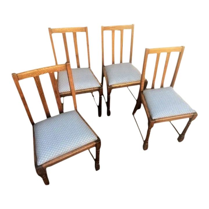 Scottish Arts & Crafts Quarter Sawn Oak Dining Chairs by F. H. Marshall - Set of 4 - Early 20th Cent (1 of 12)