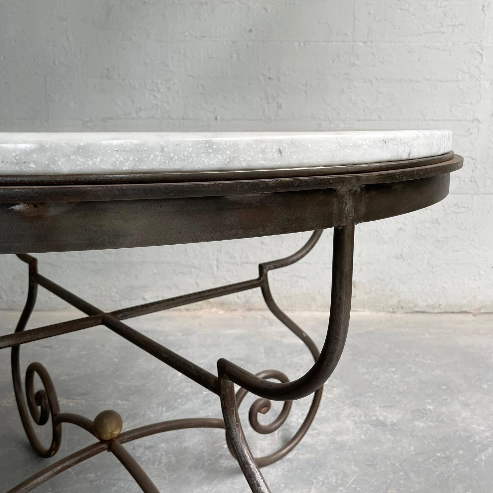 Mid 20th Century Hollywood Regency Scrolled Steel & Marble Dining Table - 11