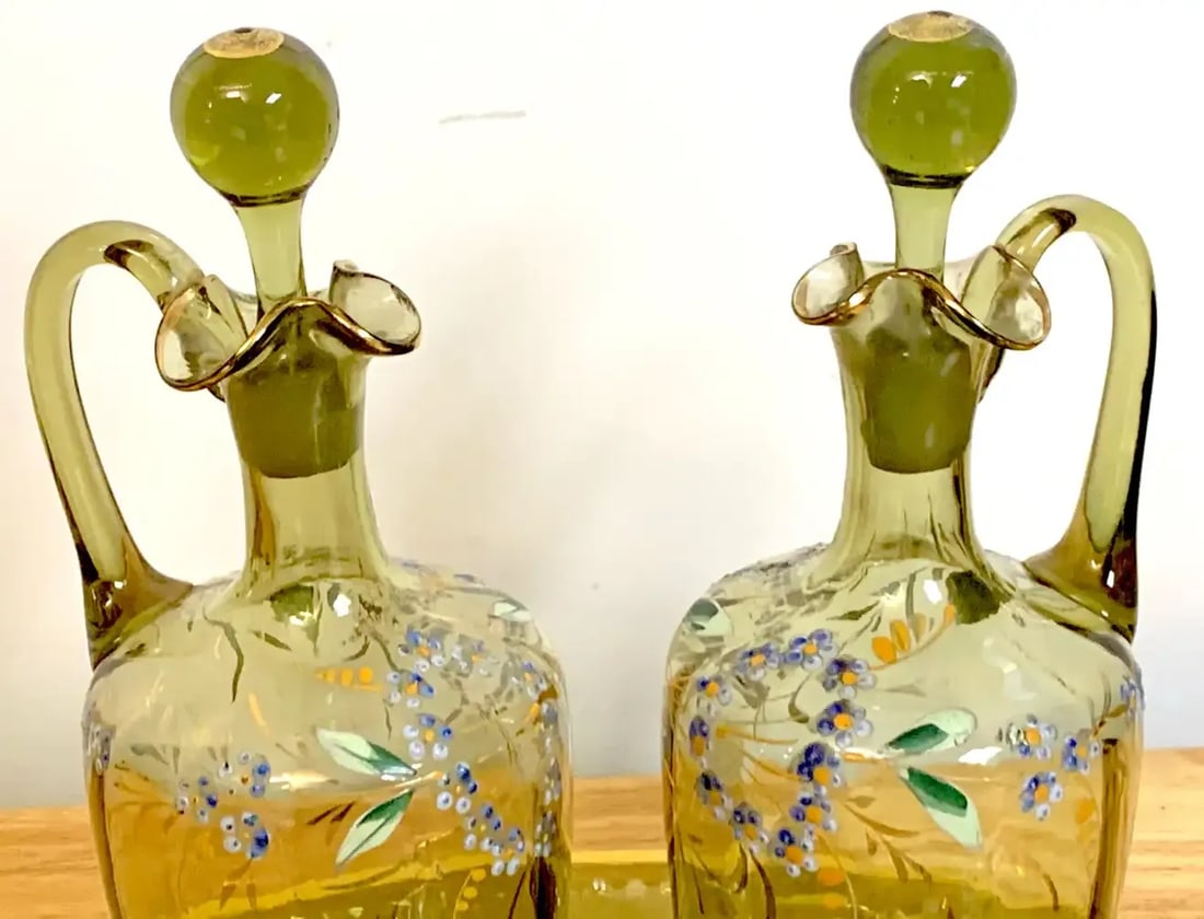 19th Century Moser Aesthetic Enameled Cordial/ Liquor Set - Set of 15 - 2