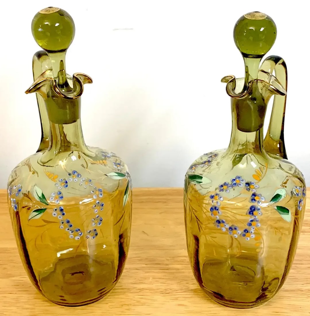 19th Century Moser Aesthetic Enameled Cordial/ Liquor Set - Set of 15 - 7