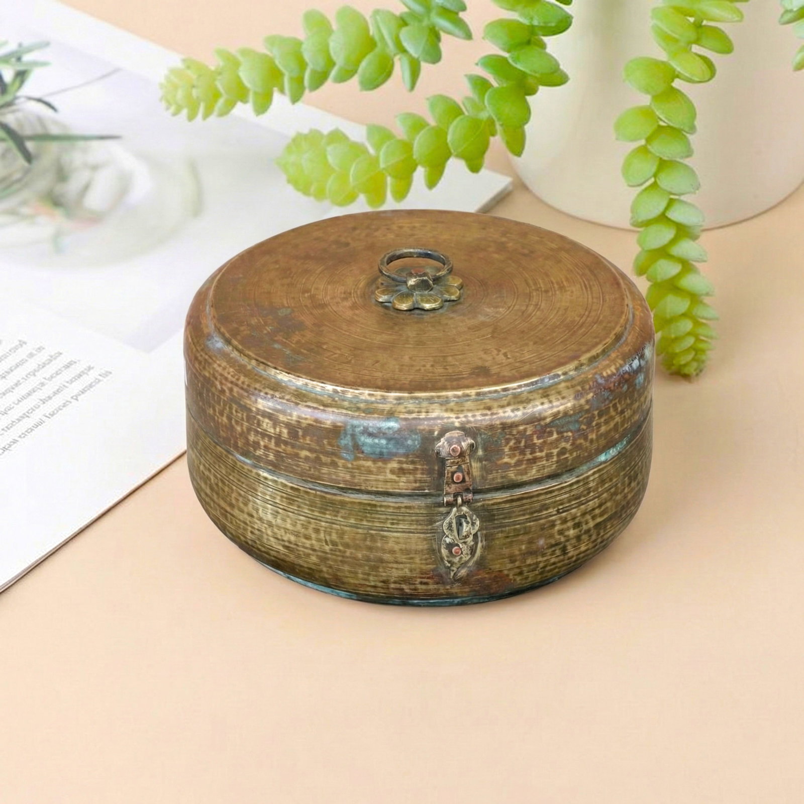 Vintage Rustic Brass "Roti" Box - 2