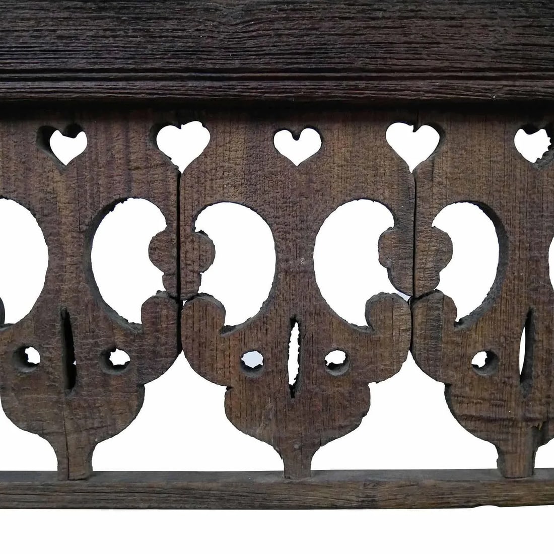 Farmhouse Style Lattice Carved Teak Wood Long Console | Unique Entryway Hall Table | Distressed Rust - 4