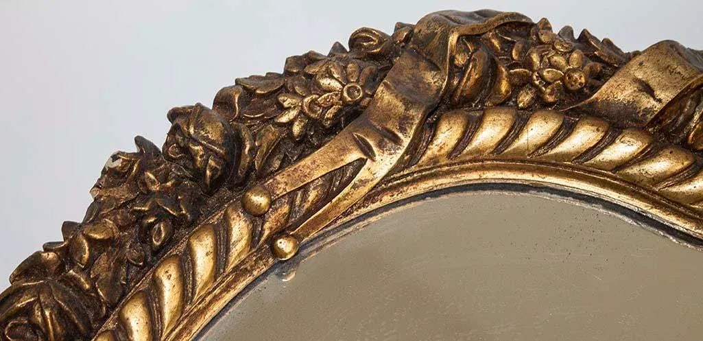 Antique Gold Gilt Mirror - Bow Tie Motif - 7