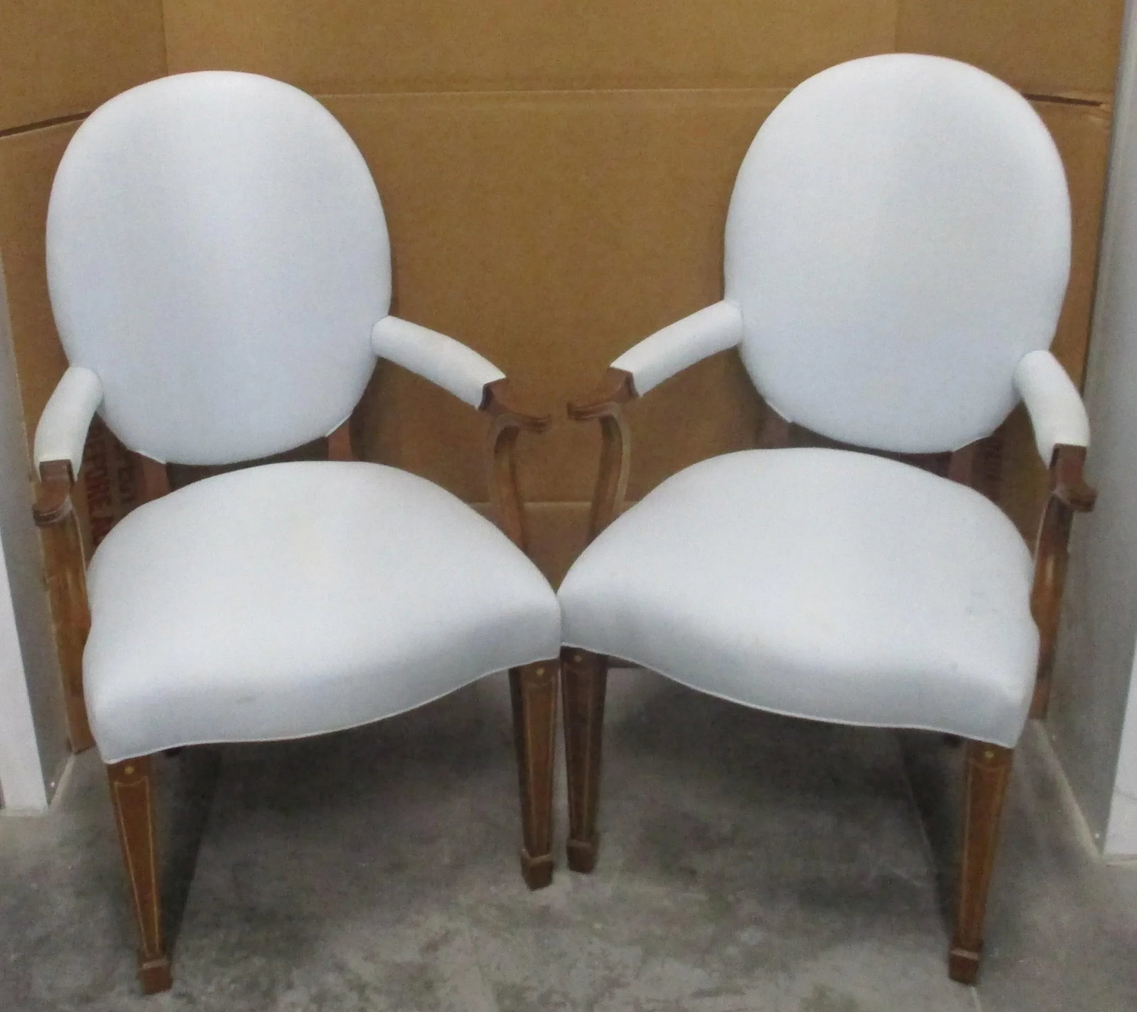 Hickory Chair Company Inlaid Mahogany and Upholstered Open Louis XVI Armchairs - a Pair - 2