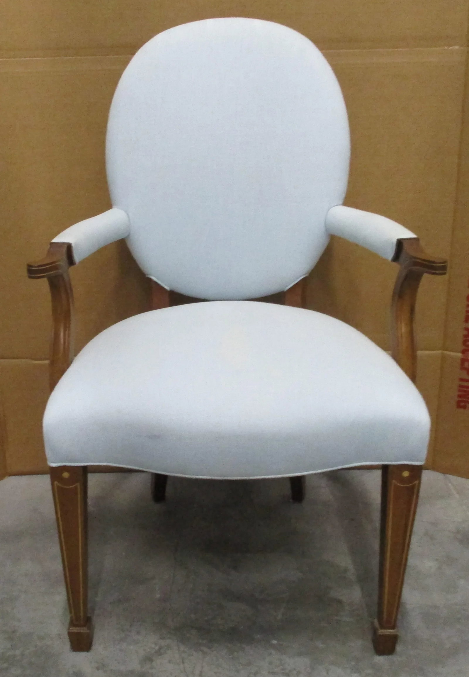 Hickory Chair Company Inlaid Mahogany and Upholstered Open Louis XVI Armchairs - a Pair - 5