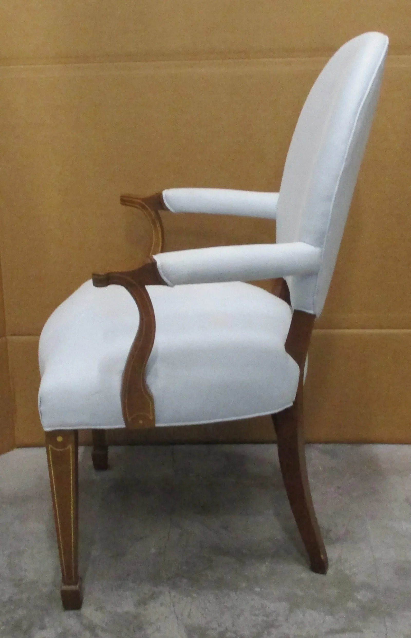 Hickory Chair Company Inlaid Mahogany and Upholstered Open Louis XVI Armchairs - a Pair - 6