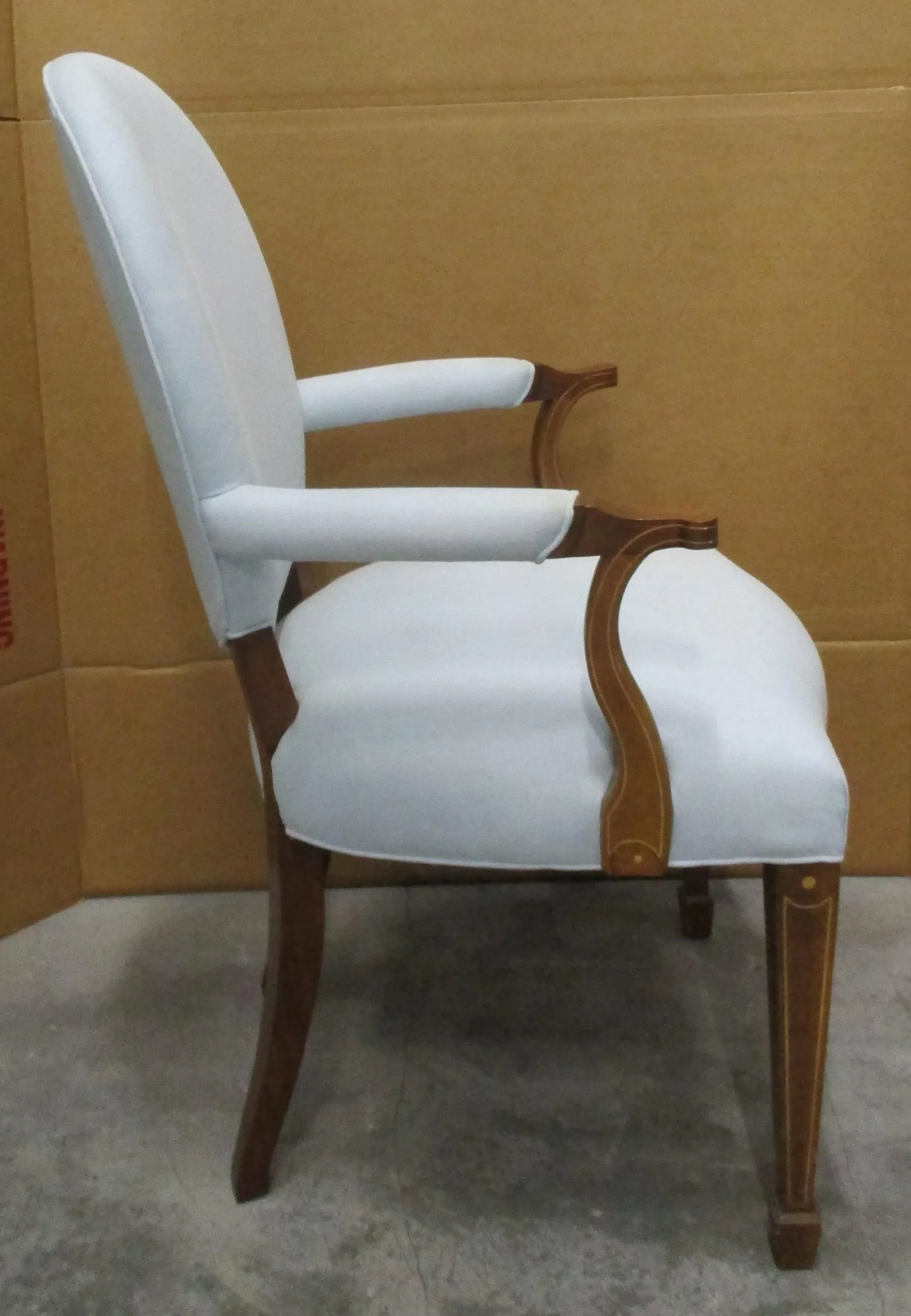 Hickory Chair Company Inlaid Mahogany and Upholstered Open Louis XVI Armchairs - a Pair - 8