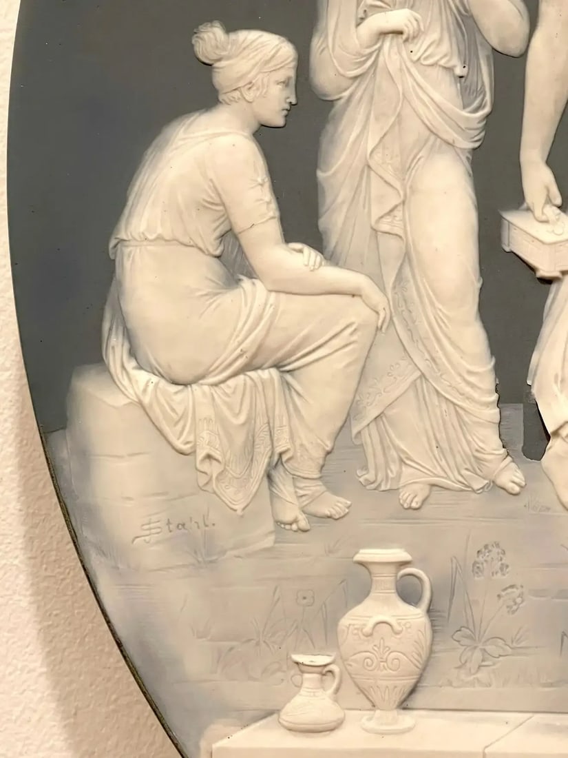 Late 19th Century Jean Baptist Stahl Pate-Sur-Pate / Phanolith Neoclassical Court Scene Charger - 6