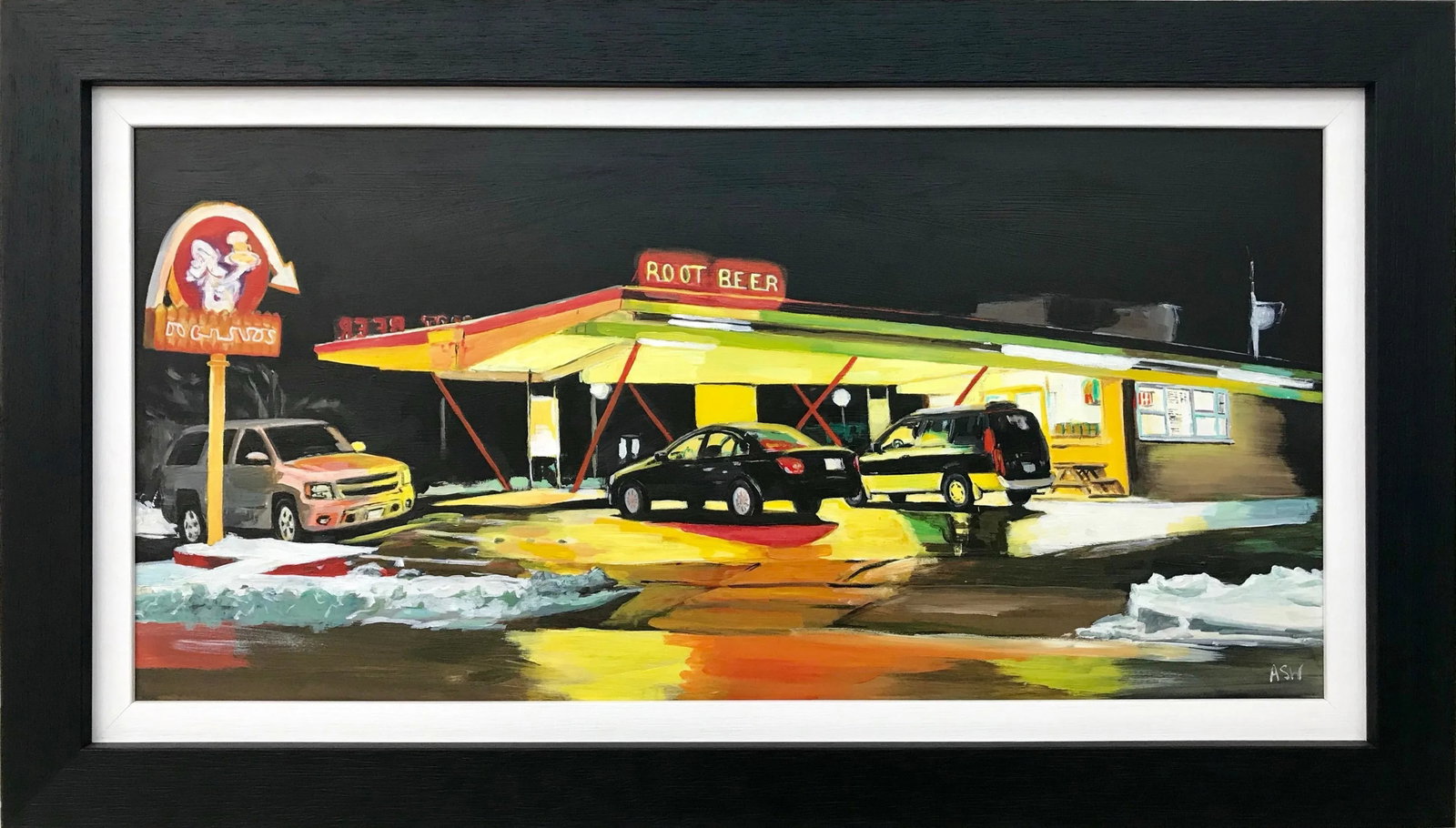 Route 66 Root Beer American Gas Station Painting - Unique Original Art by British Contemporary Artis - 6