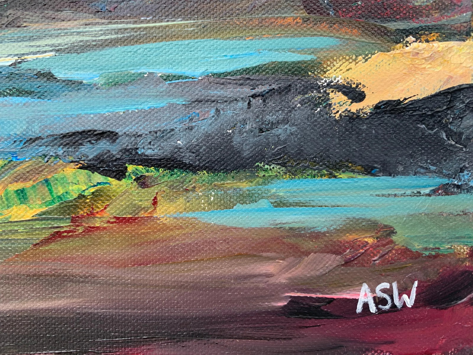 Colourful Expressive Abstract Mountain Landscape by Contemporary British Artist - 3