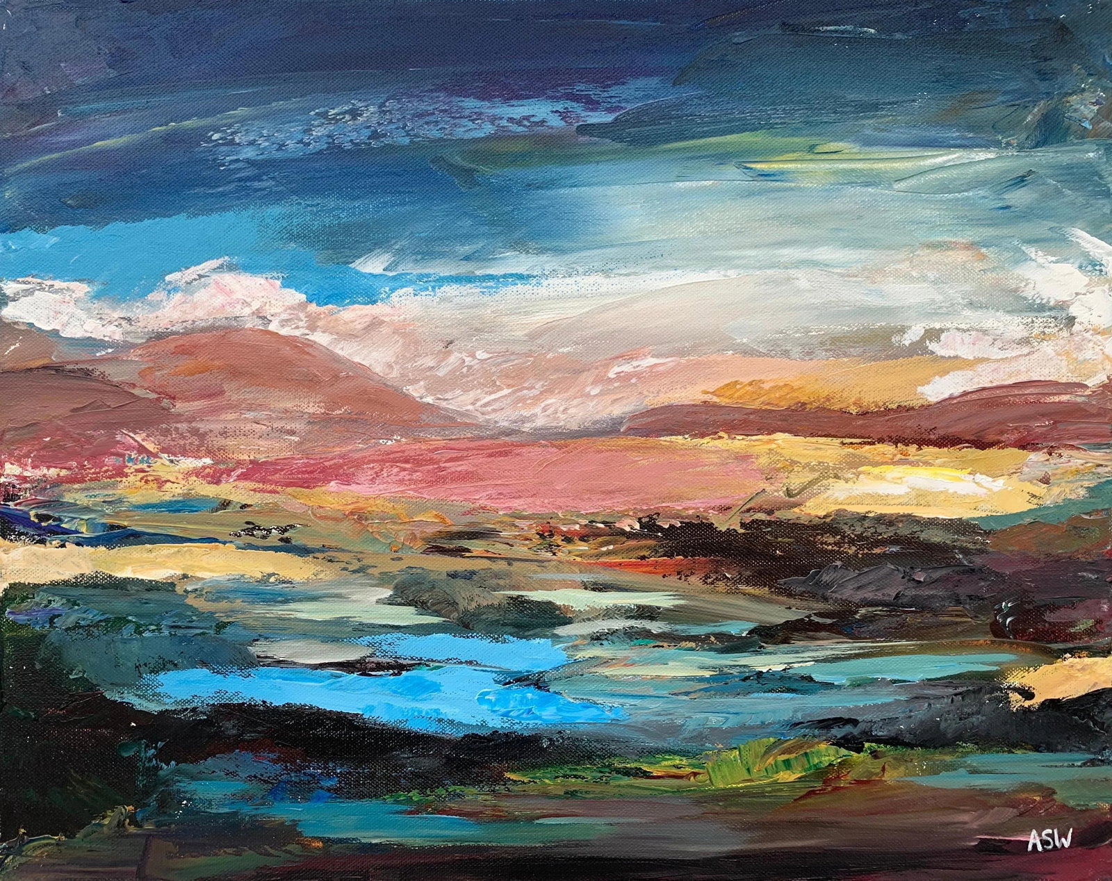 Colourful Expressive Abstract Mountain Landscape by Contemporary British Artist - 8