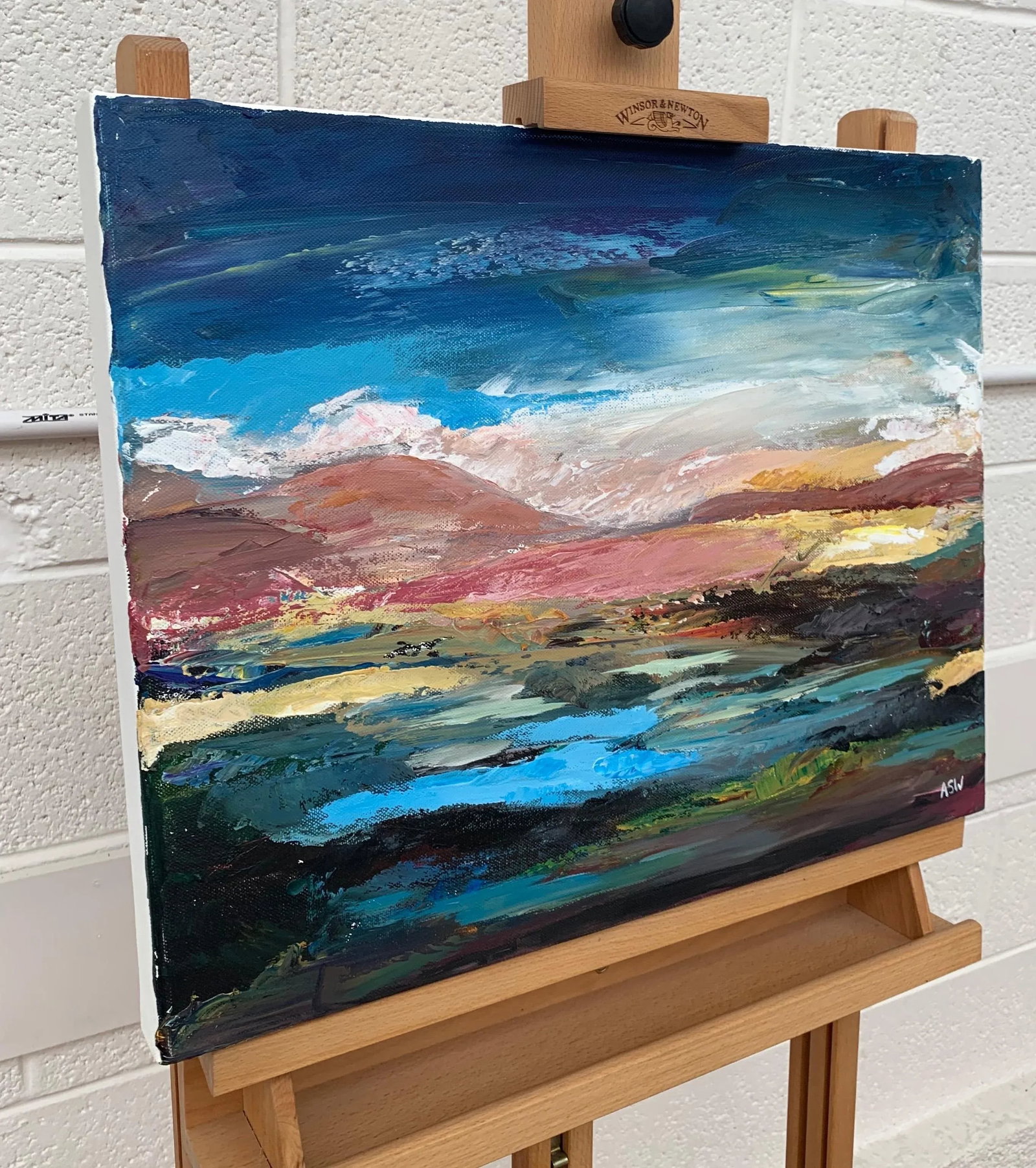Colourful Expressive Abstract Mountain Landscape by Contemporary British Artist - 9
