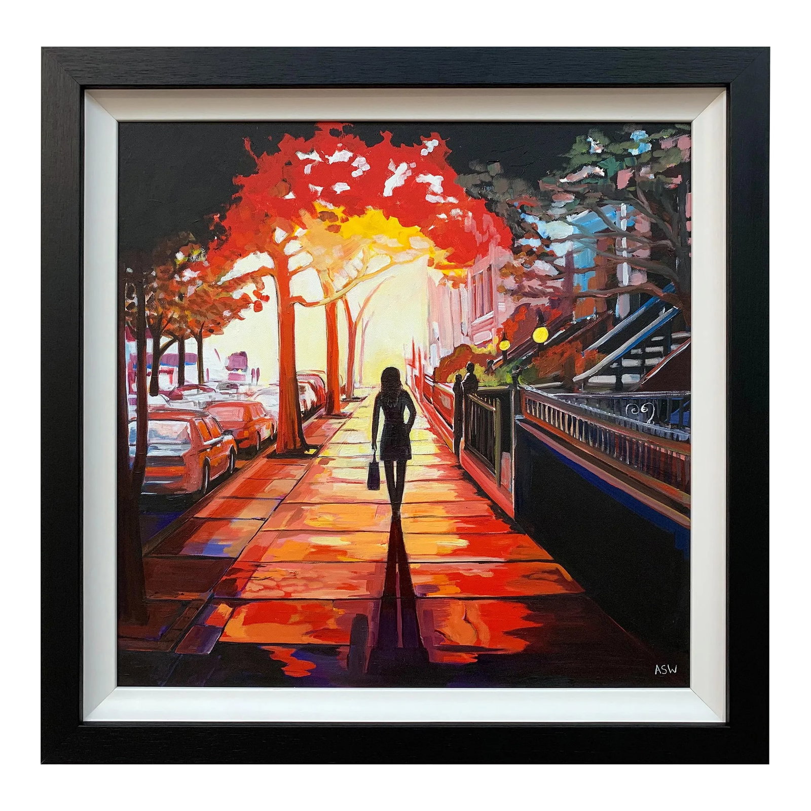 Angela Wakefield, New York Sunshine Figurative Cityscape Painting British Urban Landscape Artist, 20: 'New York Woman II' - Cityscape Painting by Leading British Urban Landscape Artist. This painting illustrates Angela Wakefield's ability to capture the behaviour of light within the urban landscape,