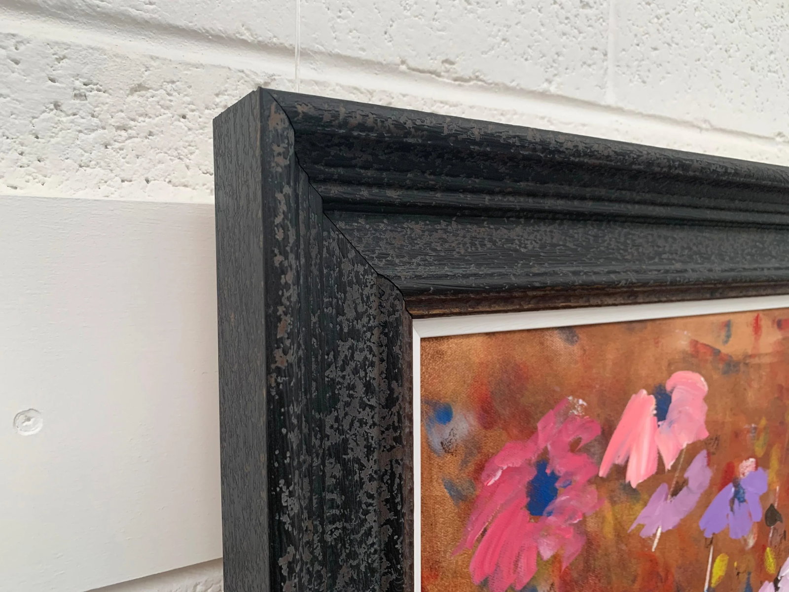Abstract Pink & Purple Flowers Interior Design - Unique Original Art by British Contemporary Artist, - 7