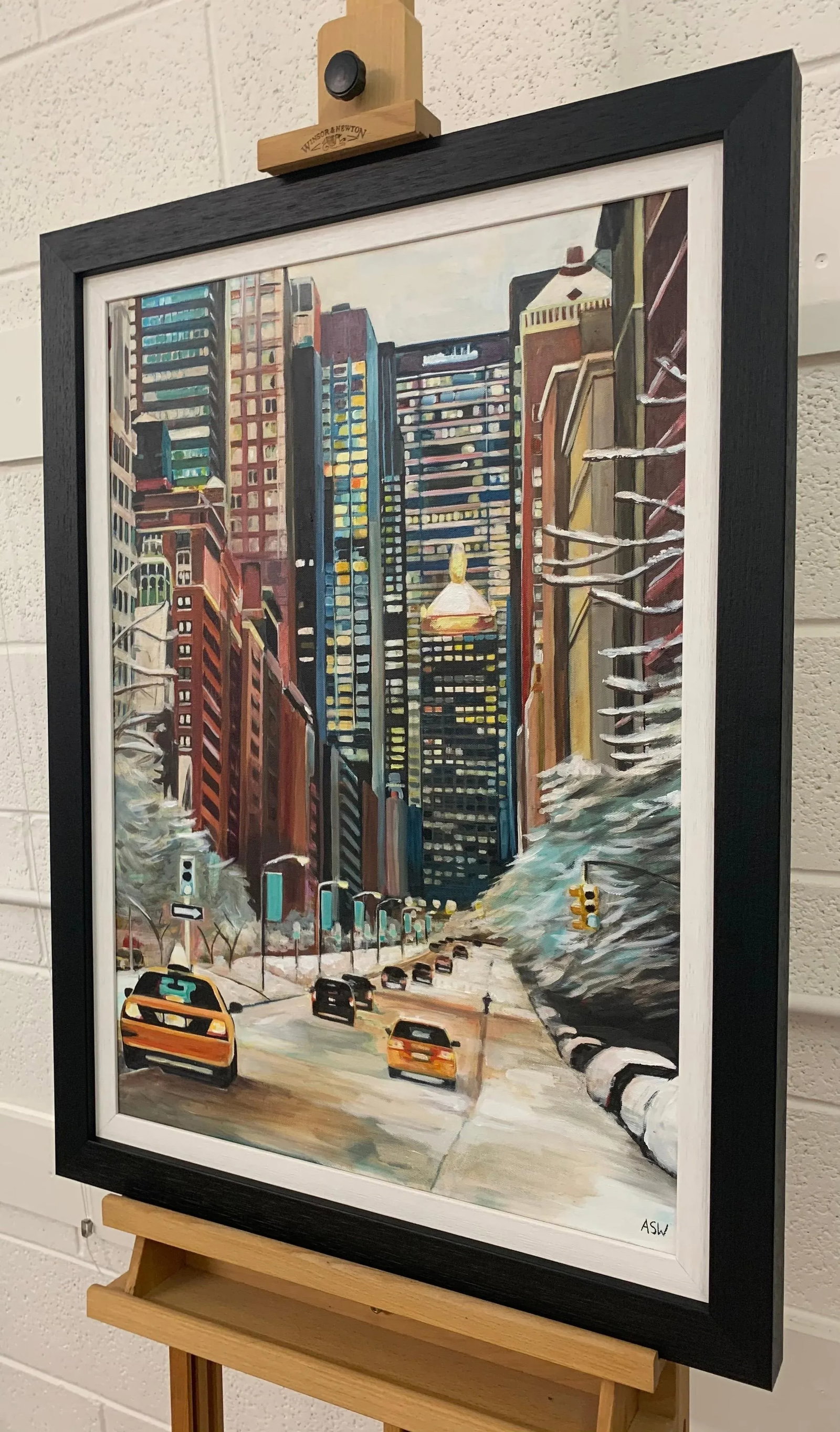 Angela Wakefield, Painting of New York City Taxis in Winter Snow by Contemporary British Artist, 202 - 10