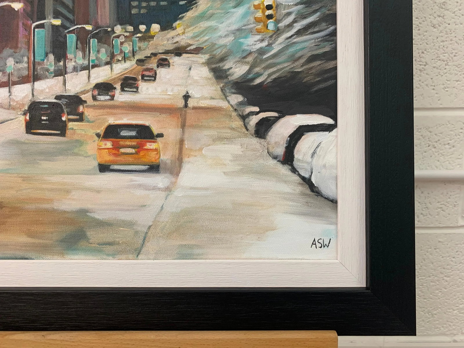 Angela Wakefield, Painting of New York City Taxis in Winter Snow by Contemporary British Artist, 202 - 12