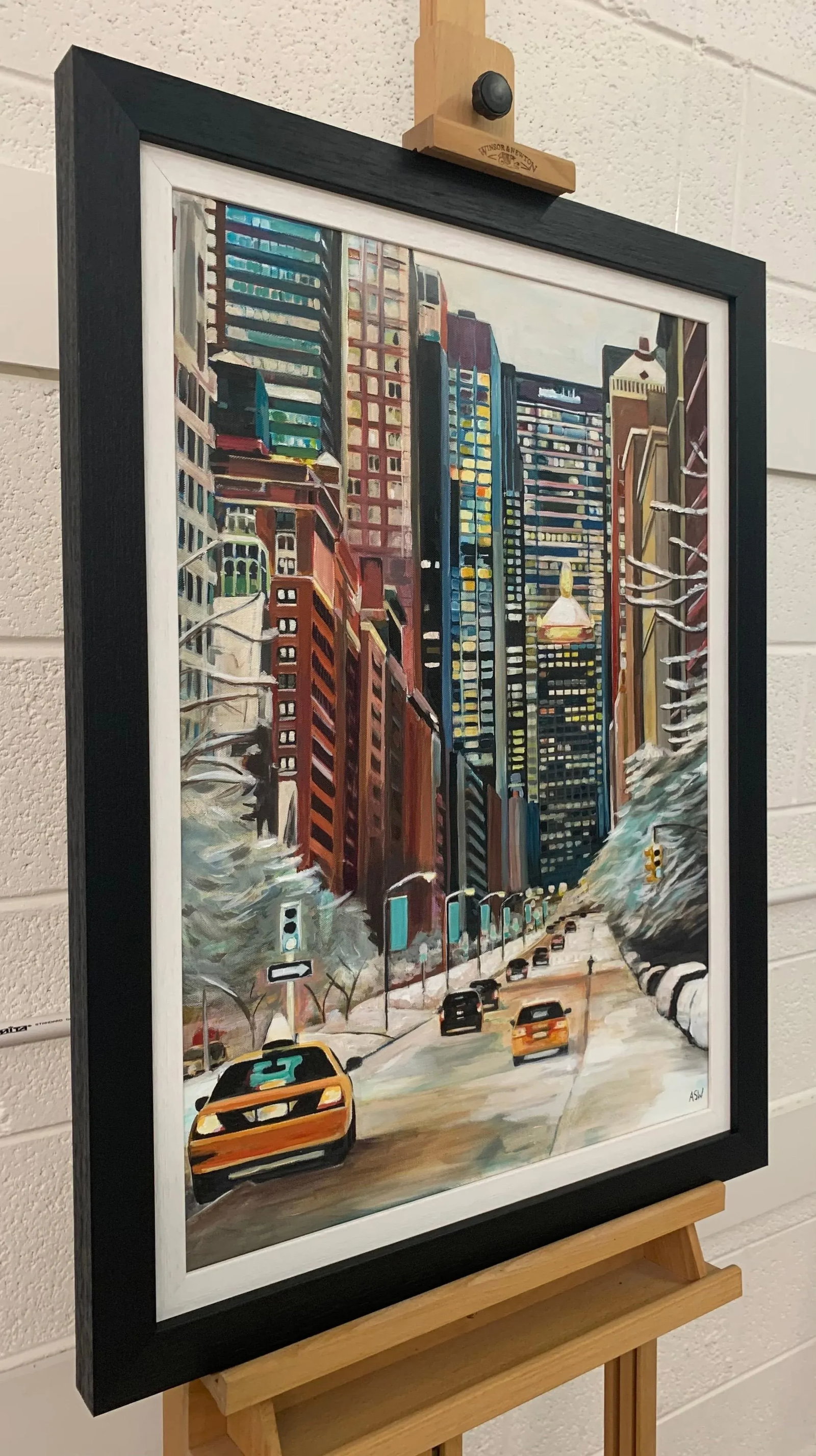 Angela Wakefield, Painting of New York City Taxis in Winter Snow by Contemporary British Artist, 202 - 2
