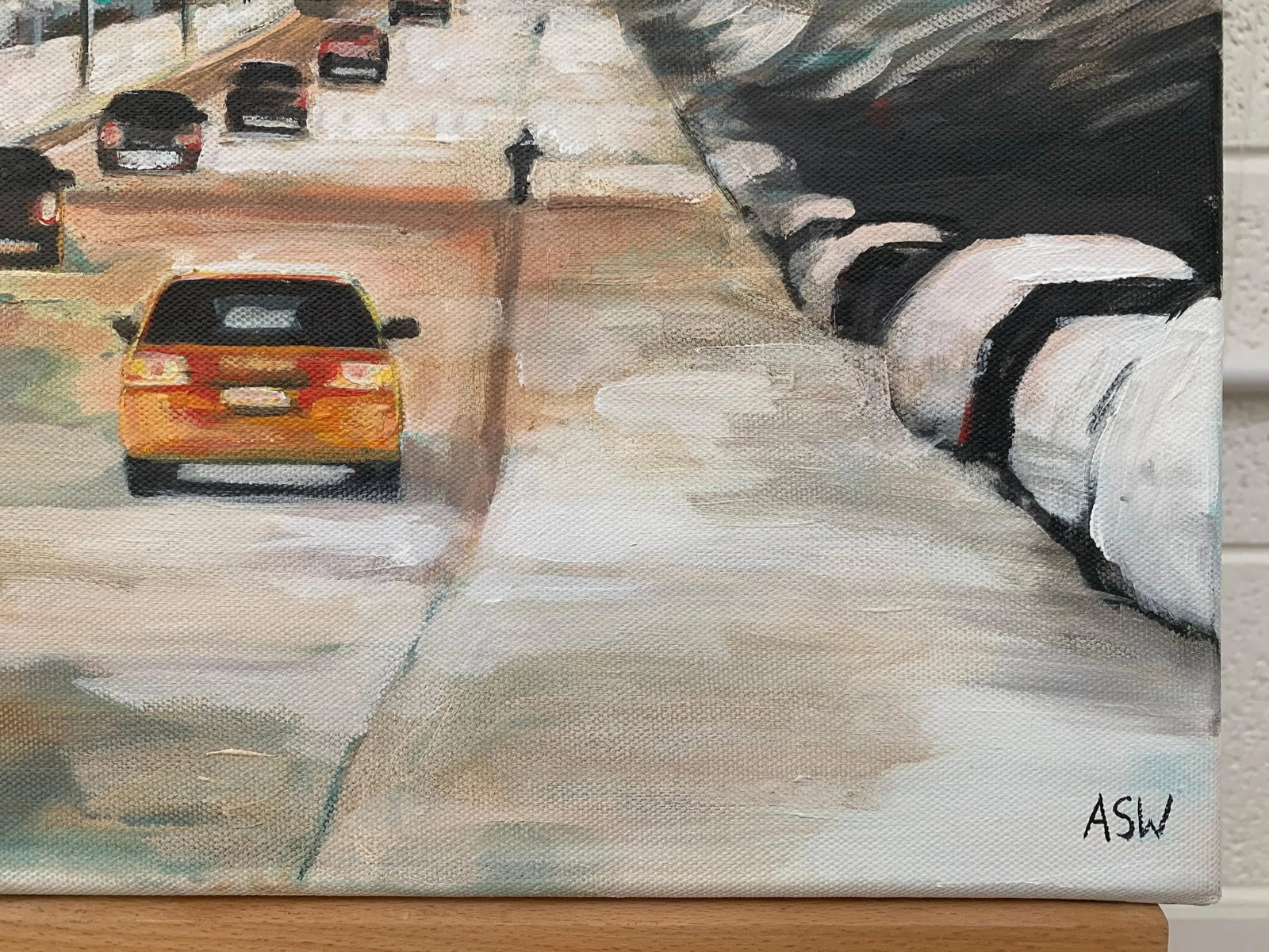 Angela Wakefield, Painting of New York City Taxis in Winter Snow by Contemporary British Artist, 202 - 5
