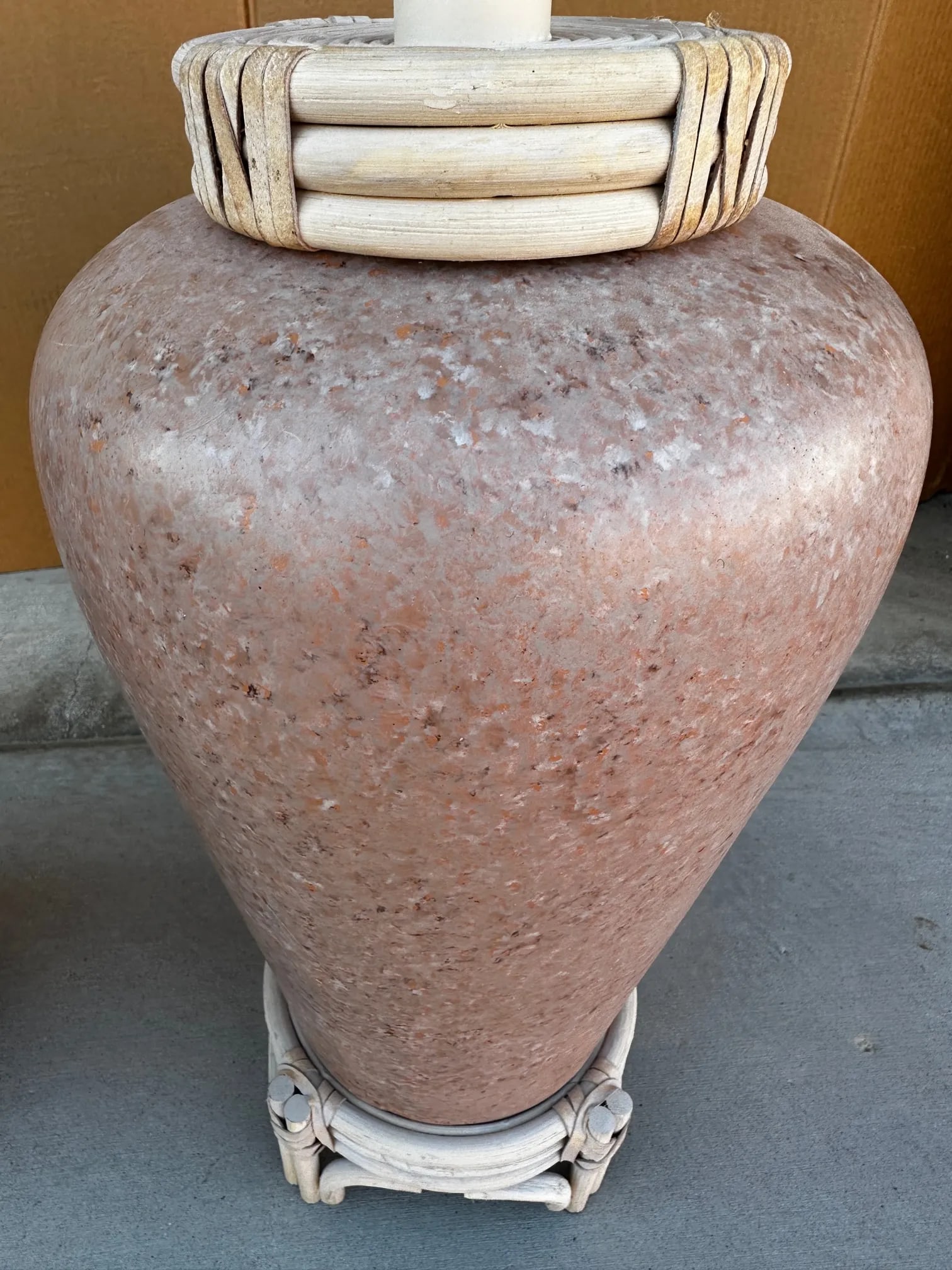 Vintage Southwest Terra Cotta/Reed Detail Table Lamps- a Pair - 6