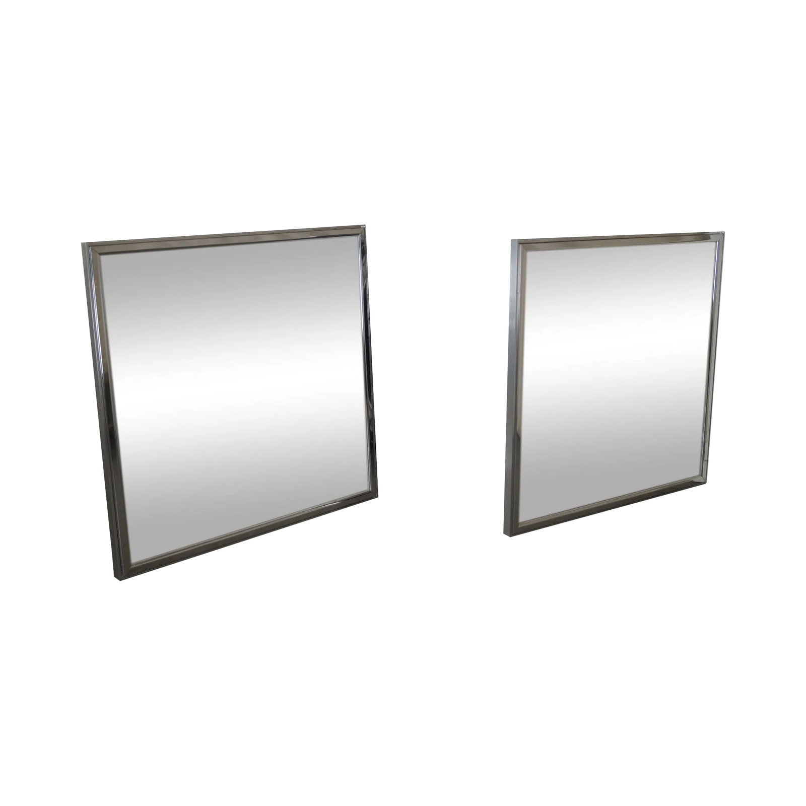 Vanguard Mid-Century Square Chrome Wall Mirrors - A Pair (1 of 10)