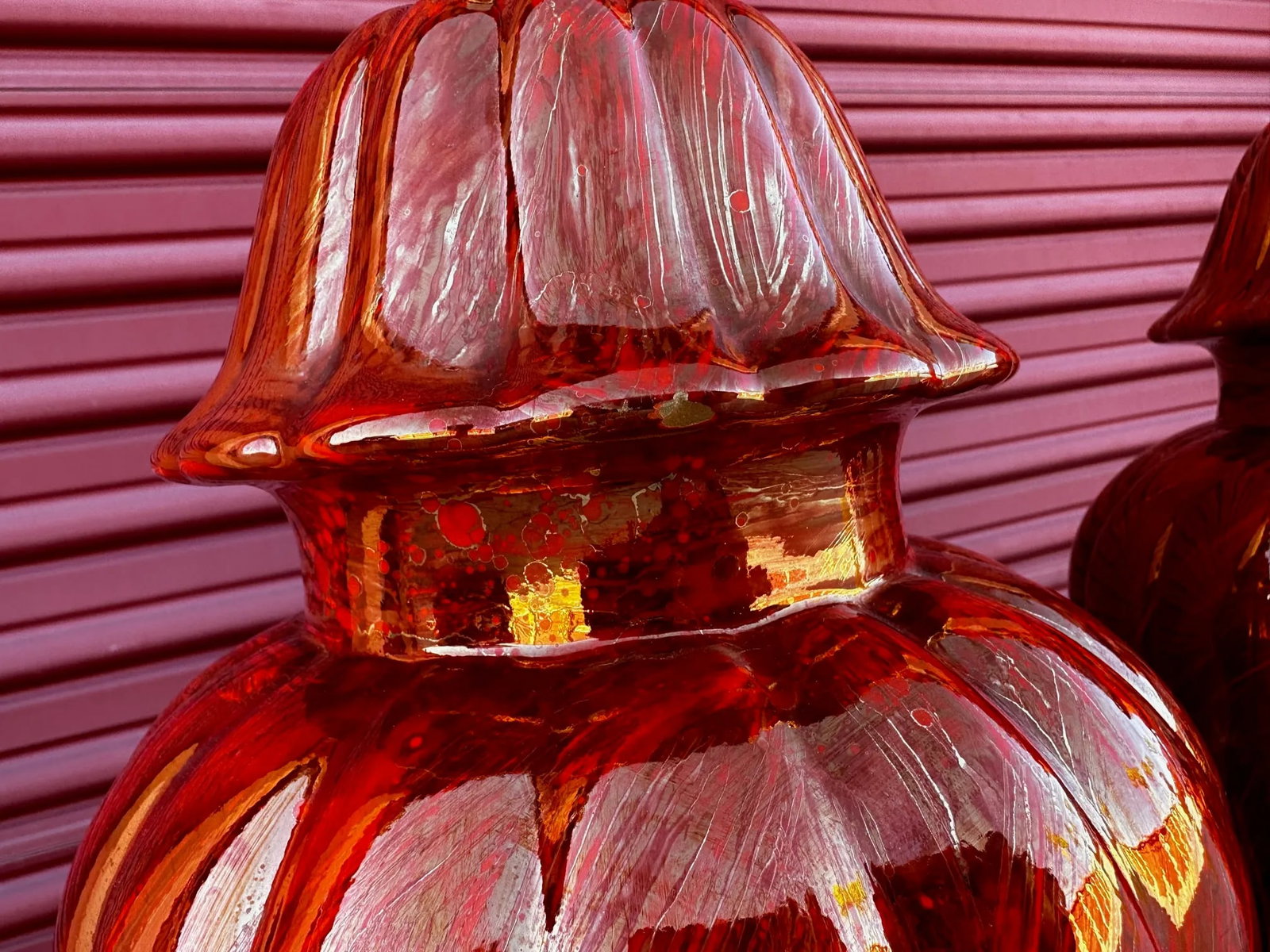 Vintage Orange/Gold Ginger Jar Table Lamps-A Pair - 12