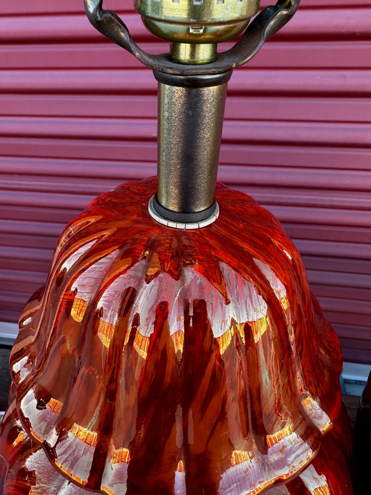 Vintage Orange/Gold Ginger Jar Table Lamps-A Pair - 7