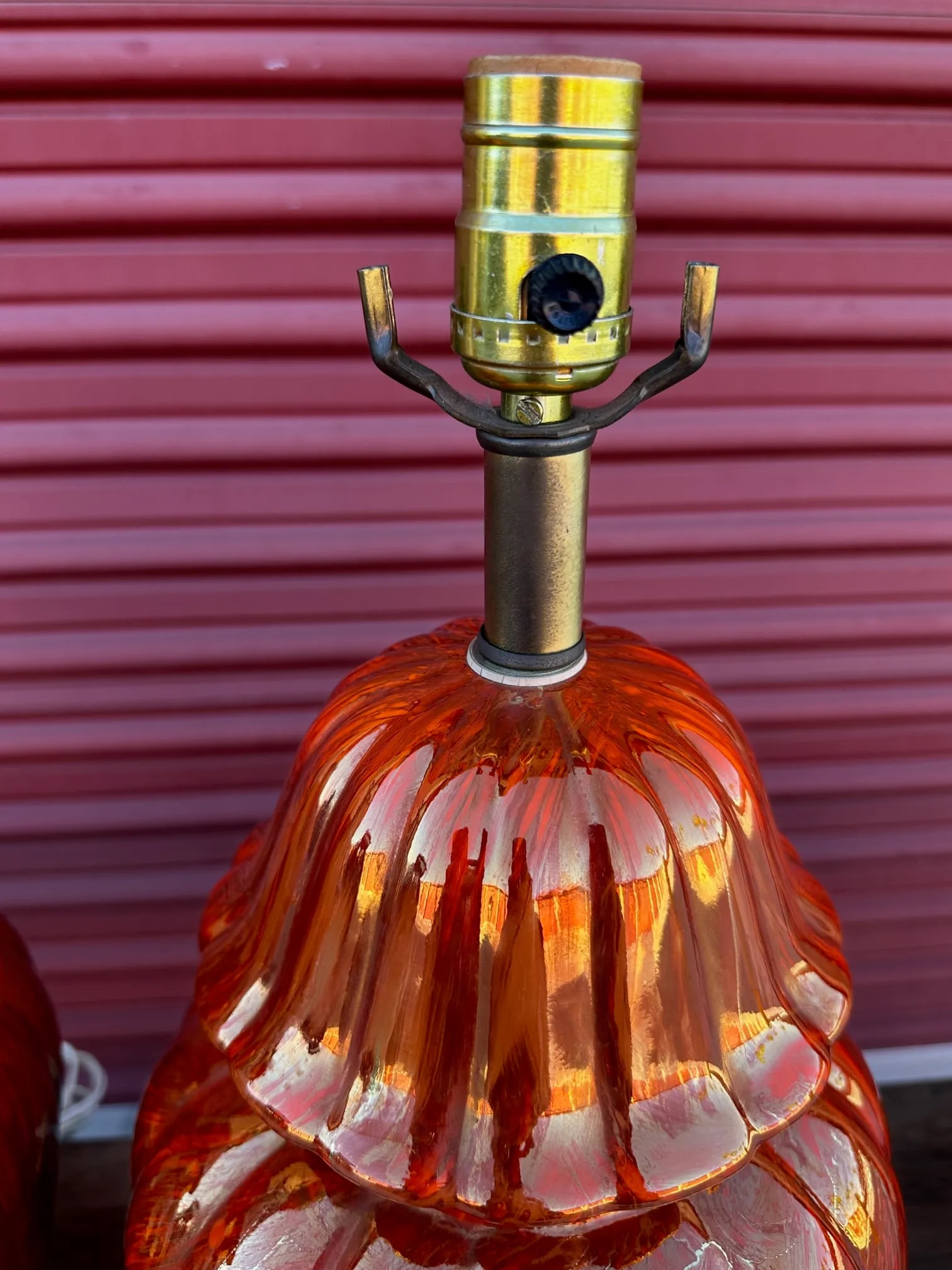 Vintage Orange/Gold Ginger Jar Table Lamps-A Pair - 9