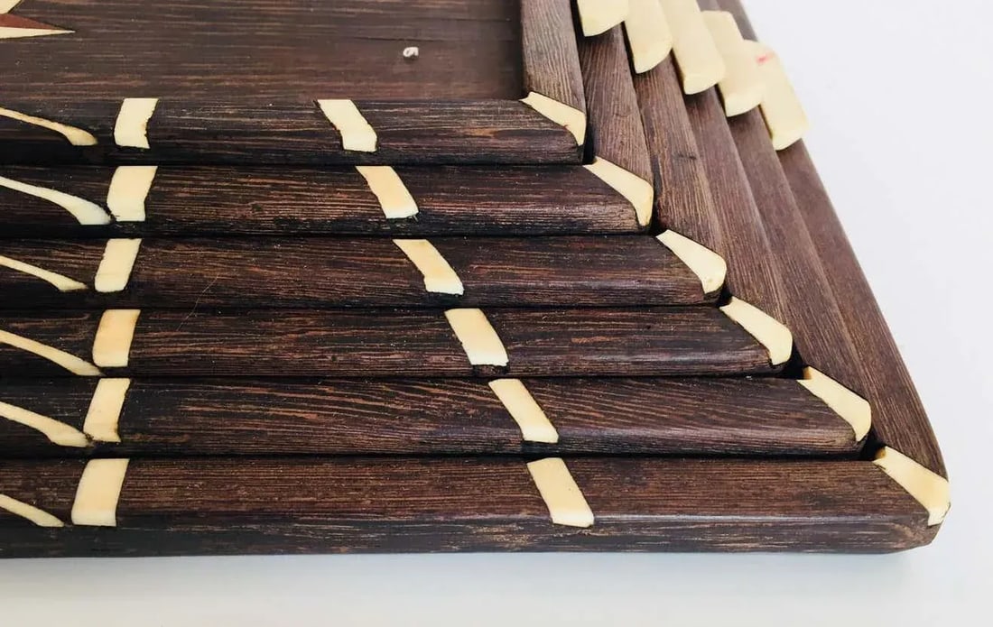 Antique Anglo-Indian Staking Wood Trays with Bone Inlays - Set of 6 - 5