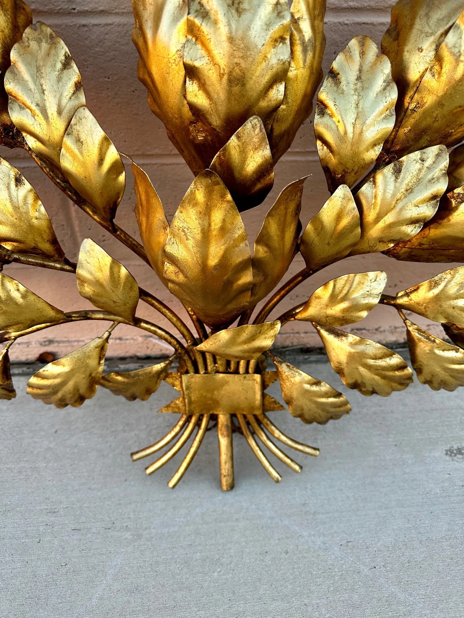 Vintage Hollywood Regency Hans Kogl Gilt Gold Leaf Wall Sconce - 4