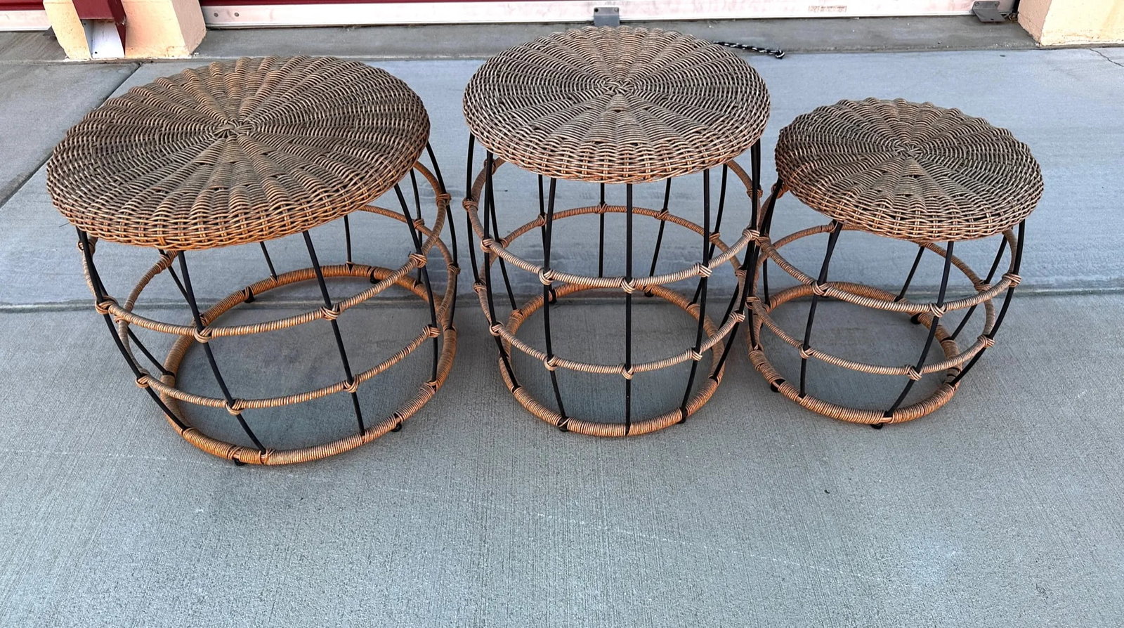 West Elm Style Set of Outdoor Side Tables - 2