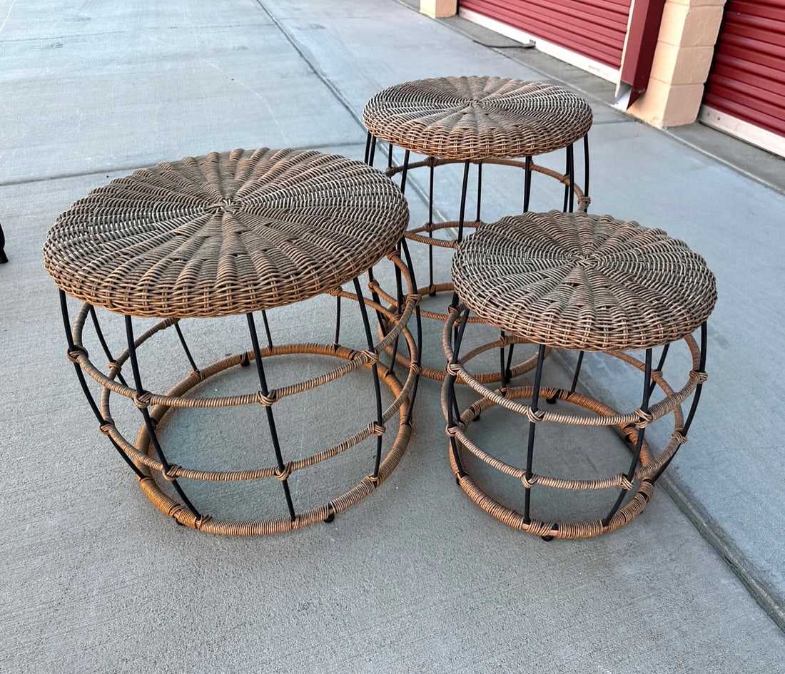 West Elm Style Set of Outdoor Side Tables - 9