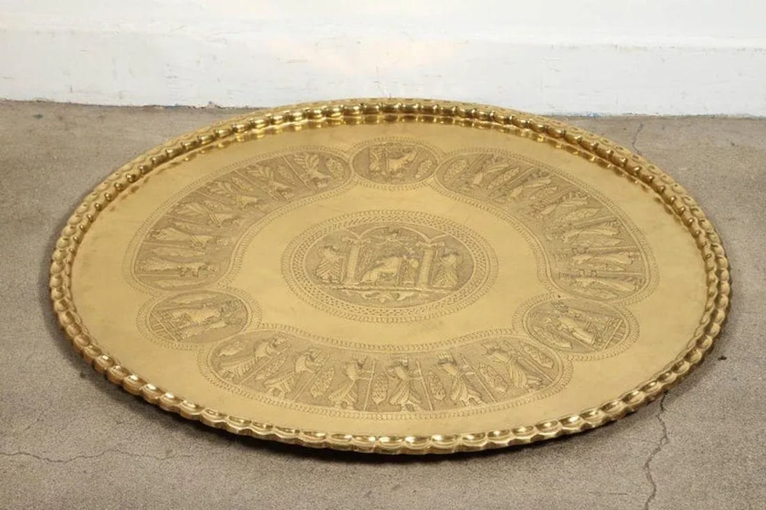 Large Brass Persian Hanging Tray - 8