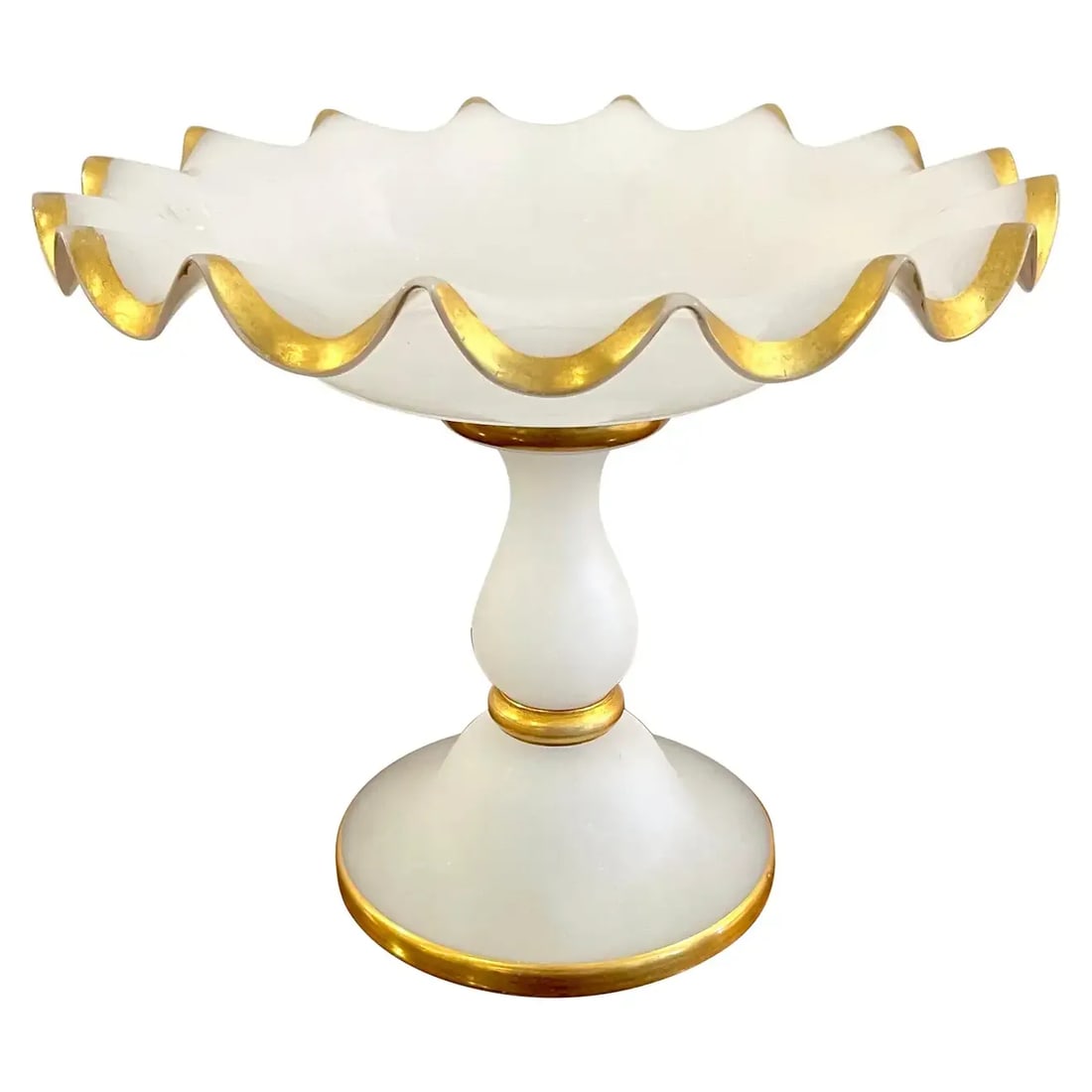 19th Century French Gilt White Opaline Compote / Tazza - 8