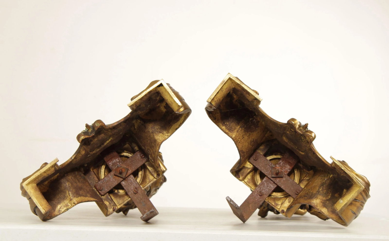 Antique 19th Century French Neoclassical Brass Chenets - A Pair - 6