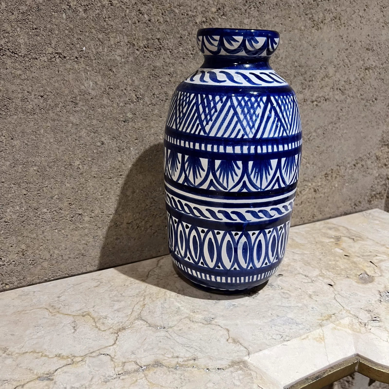 1970s Italian Vietri Art Vase Campagna Blue Handcrafted Pottery - 7