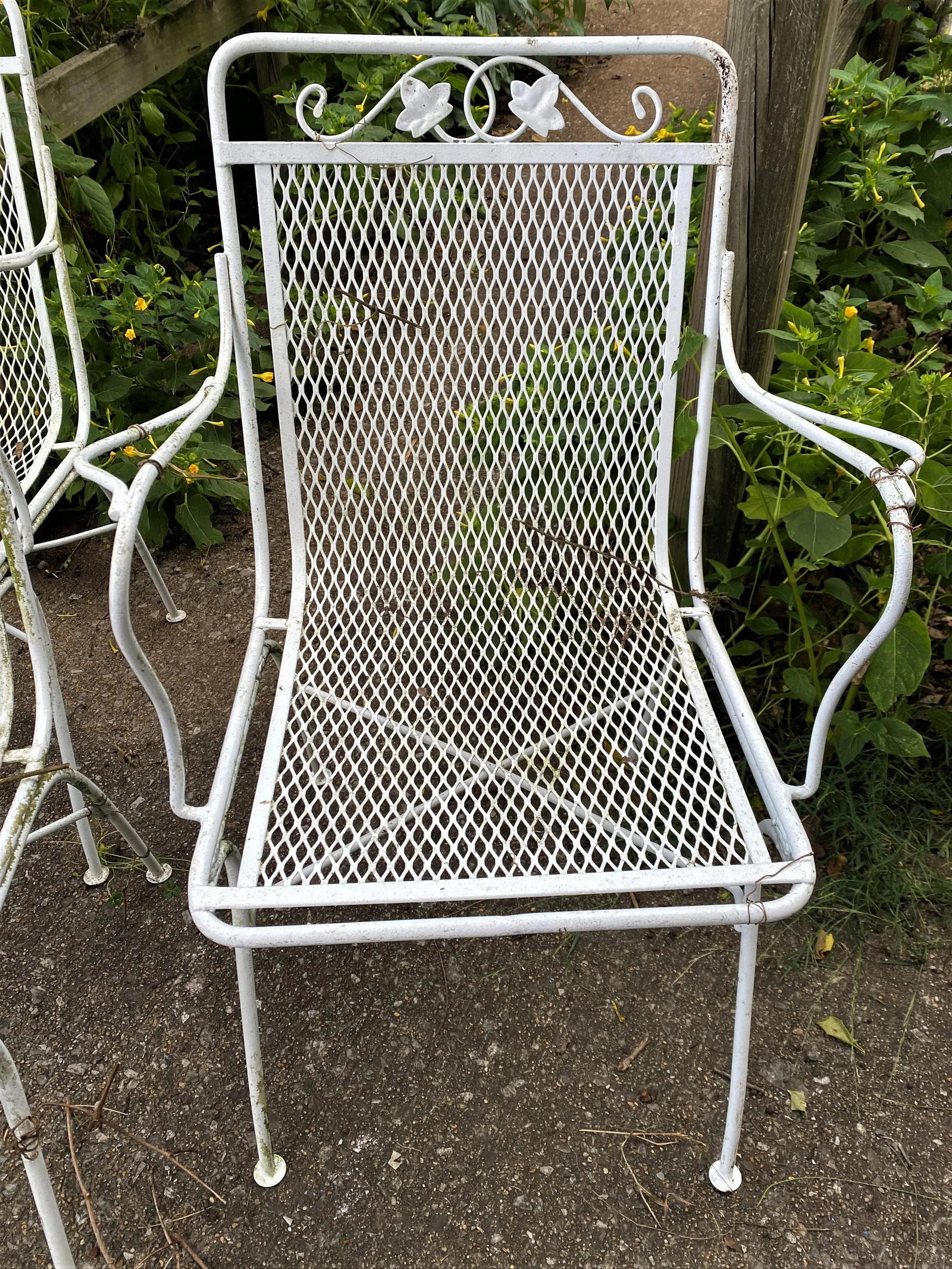 Woodard Maple Leaf Wrought Iron Arm Chairs Set of 4 - 5