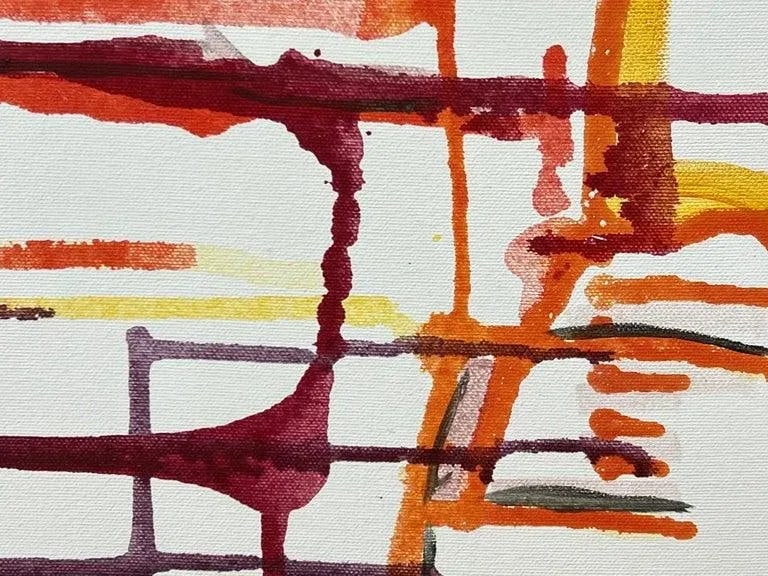 Angela Wakefield, Early Abstract Art Purple Orange & Yellow on White Background by British Artist, 2 - 11